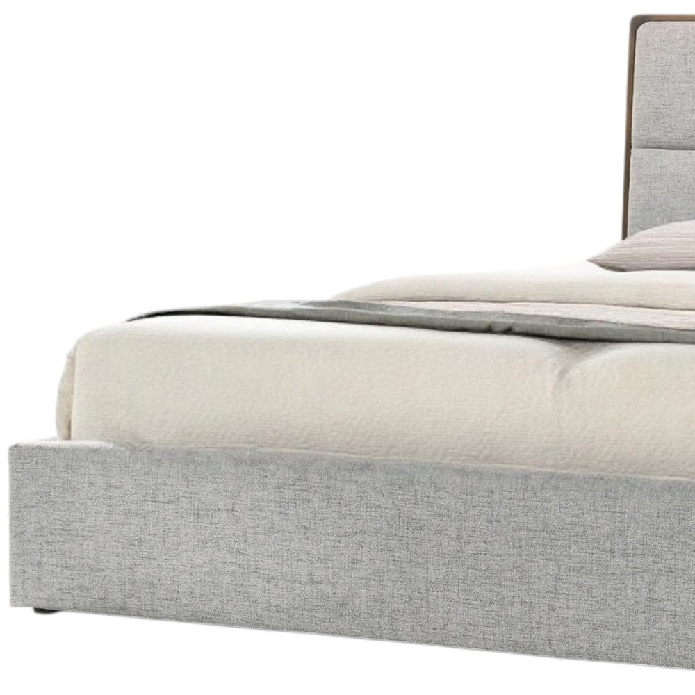 Brown and Gray Wood Upholstered King Bed Frame-3