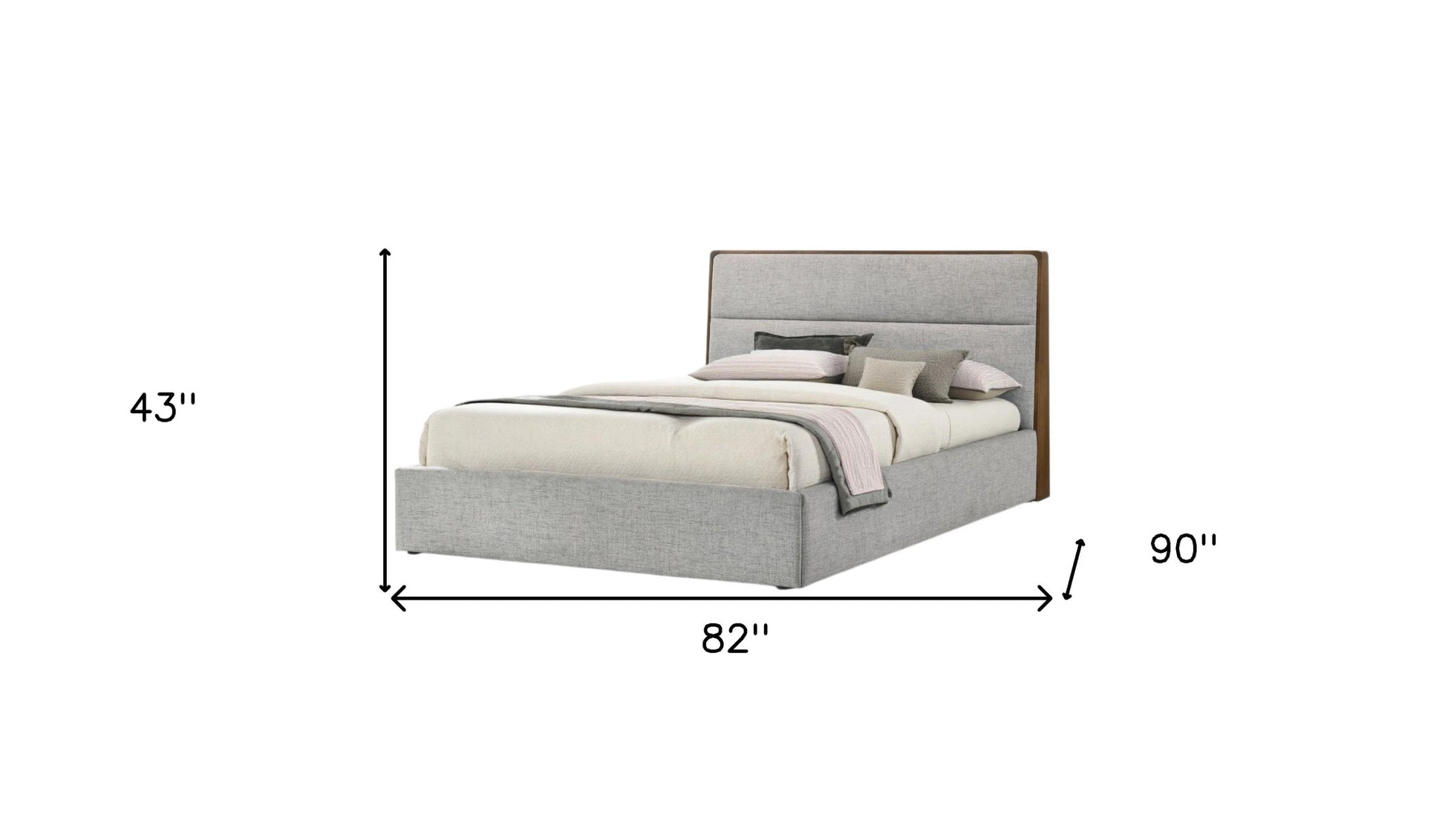 Brown and Gray Wood Upholstered King Bed Frame-7