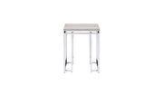 24" Chrome And Natural Oak Manufactured Wood And Metal Square End Table-End-Side Tables-DECOROLALA