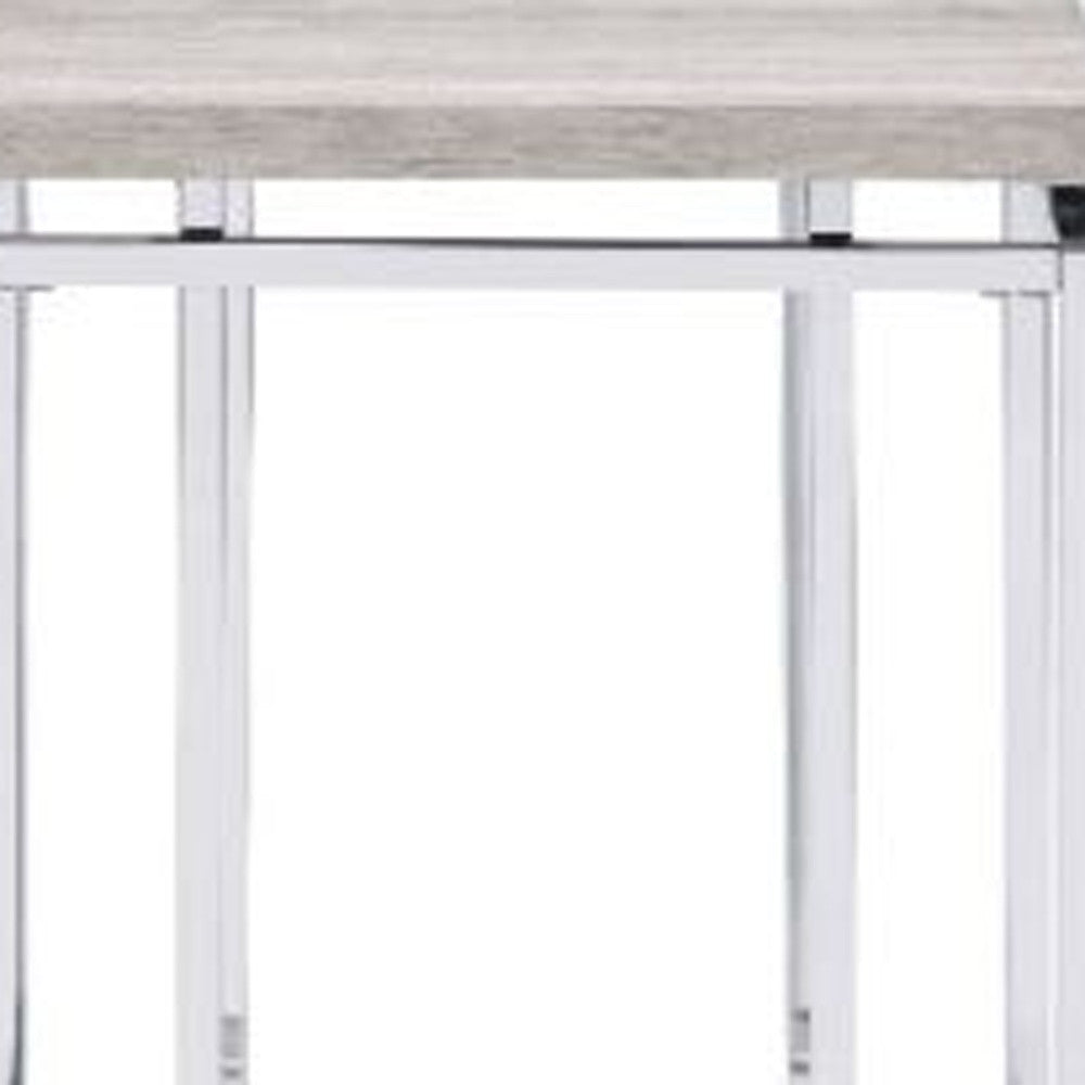 24" Chrome And Natural Oak Manufactured Wood And Metal Square End Table-End-Side Tables-DECOROLALA