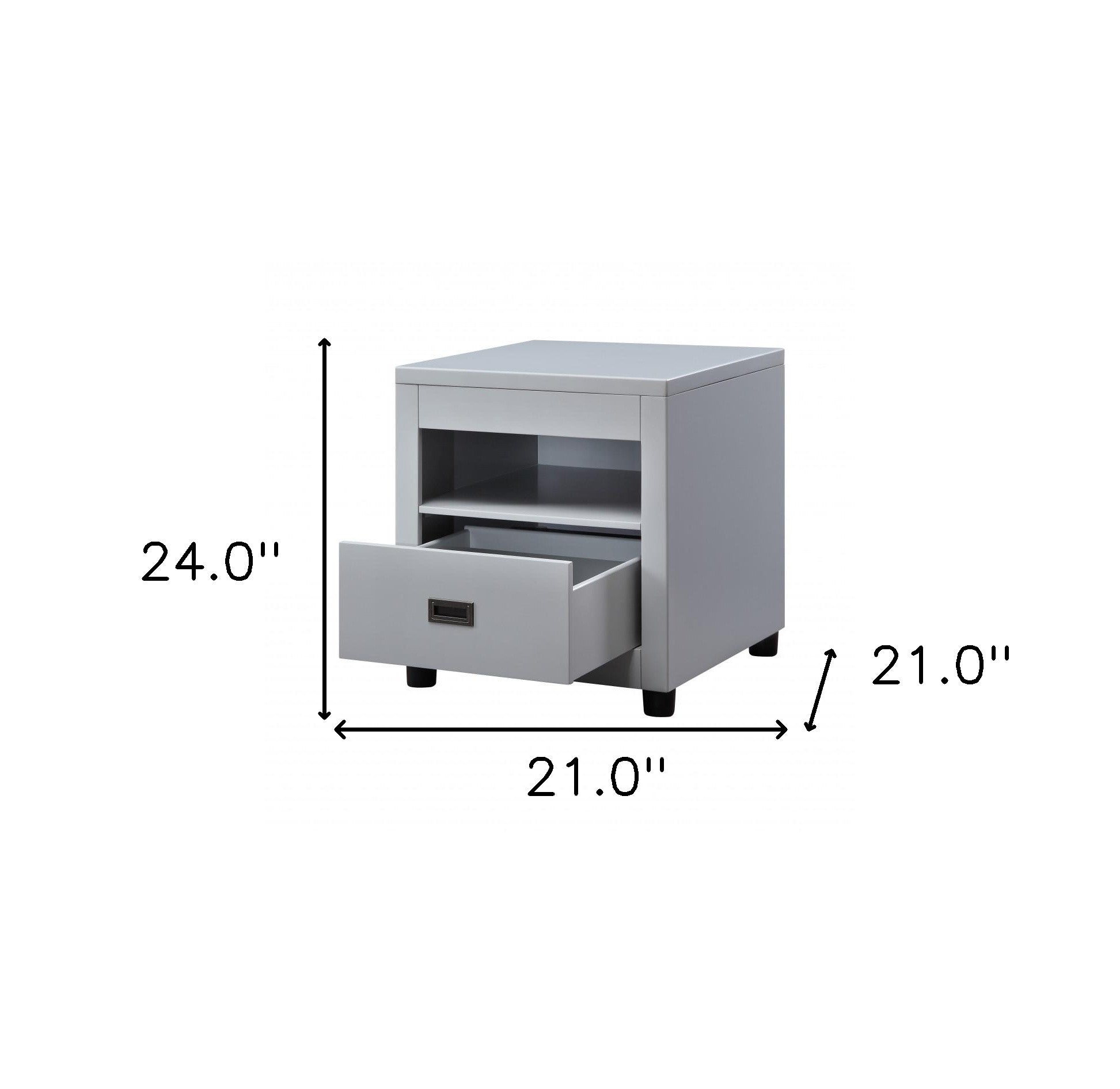 24" Dove Gray Square End Table With Drawer And Shelf-End-Side Tables-DECOROLALA