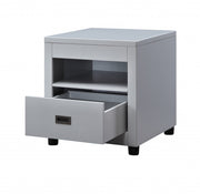 24" Dove Gray Square End Table With Drawer And Shelf-End-Side Tables-DECOROLALA