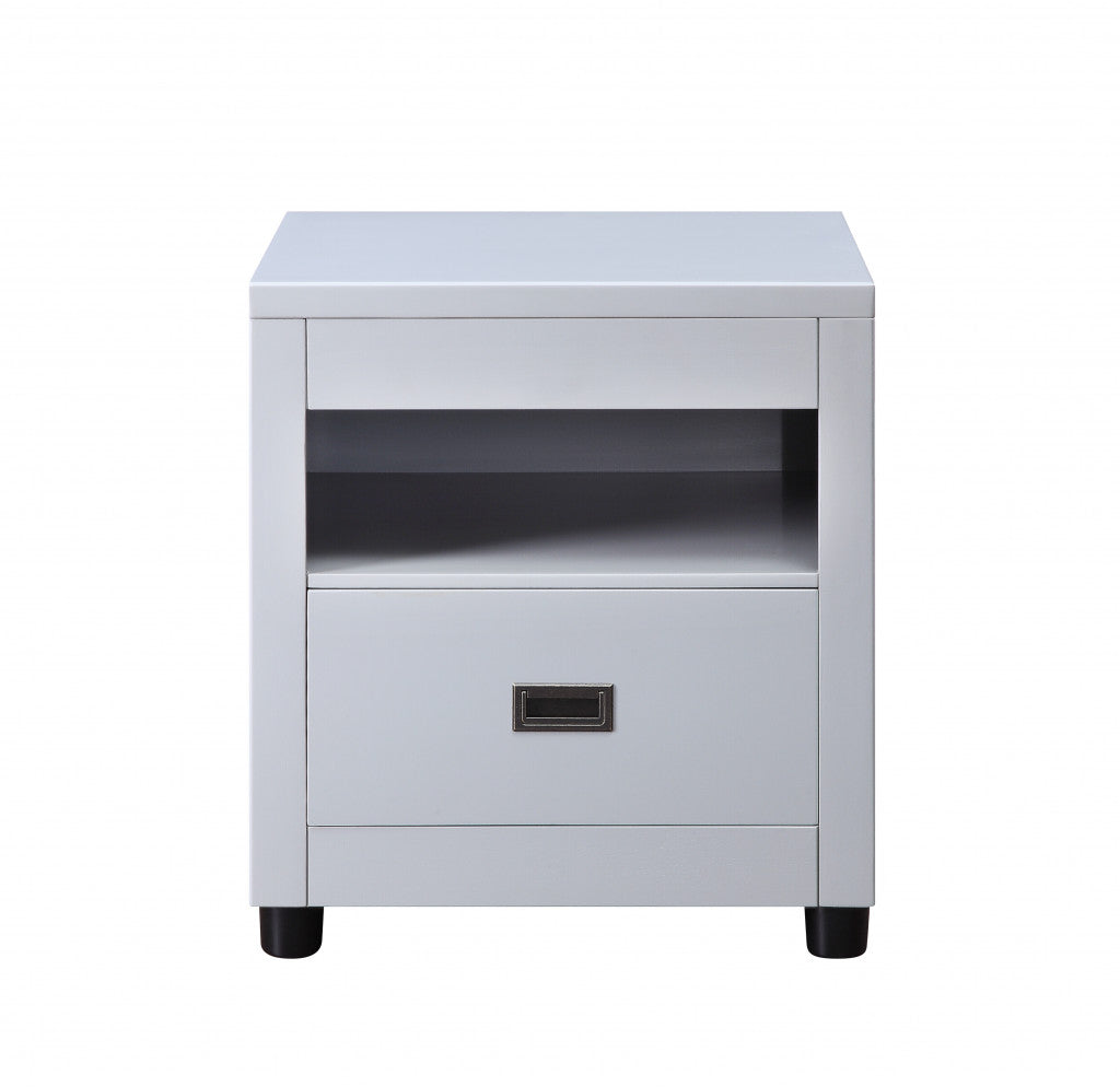 24" Dove Gray Square End Table With Drawer And Shelf-End-Side Tables-DECOROLALA