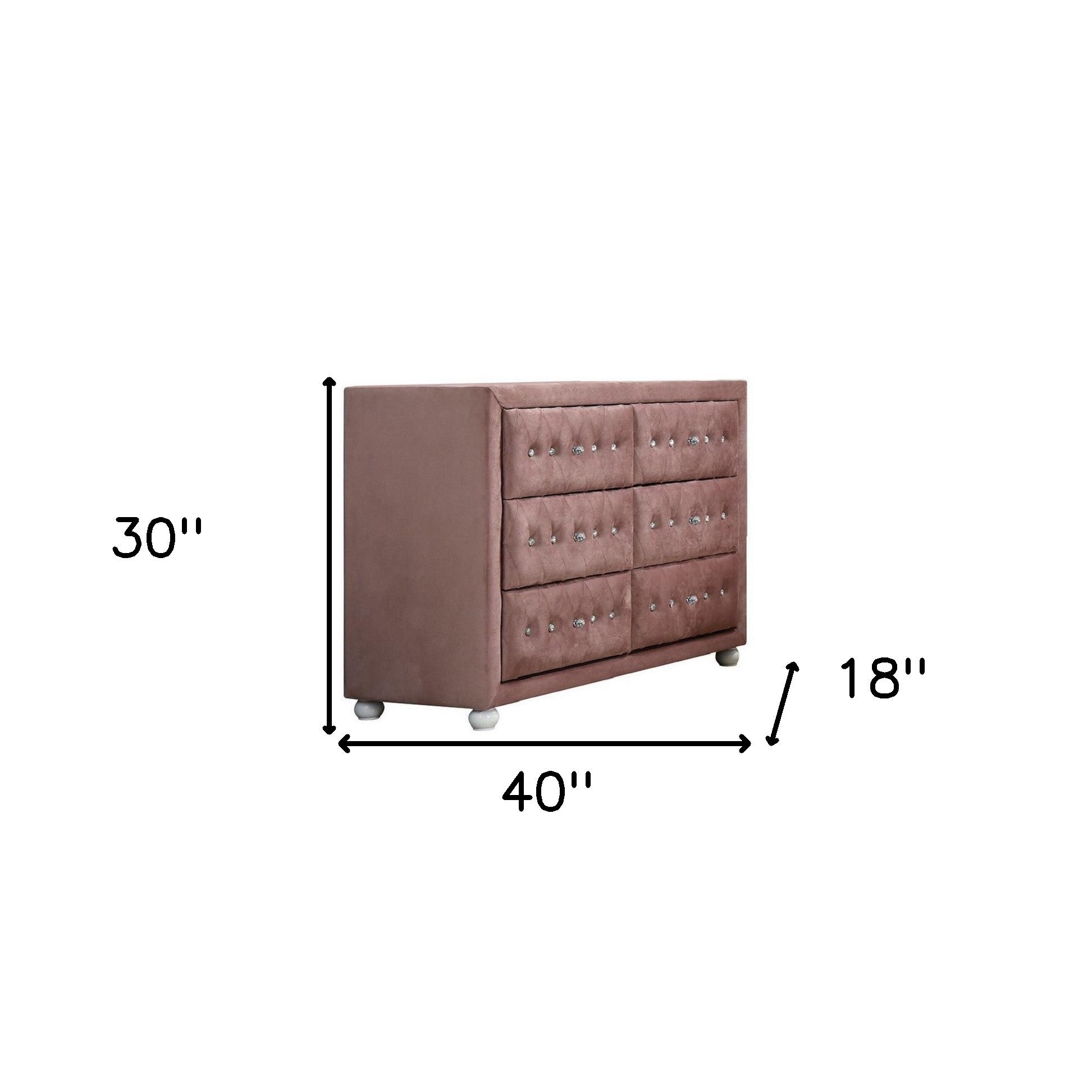 40" Pink Solid and Manufactured Wood Six Drawer Double Dresser-Dressers-DECOROLALA