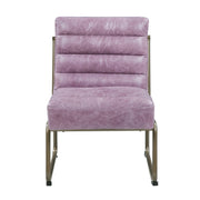 22" Wisteria and Steel Blue Top Grain Leather Ikat Side Chair-Accent Chairs-DECOROLALA