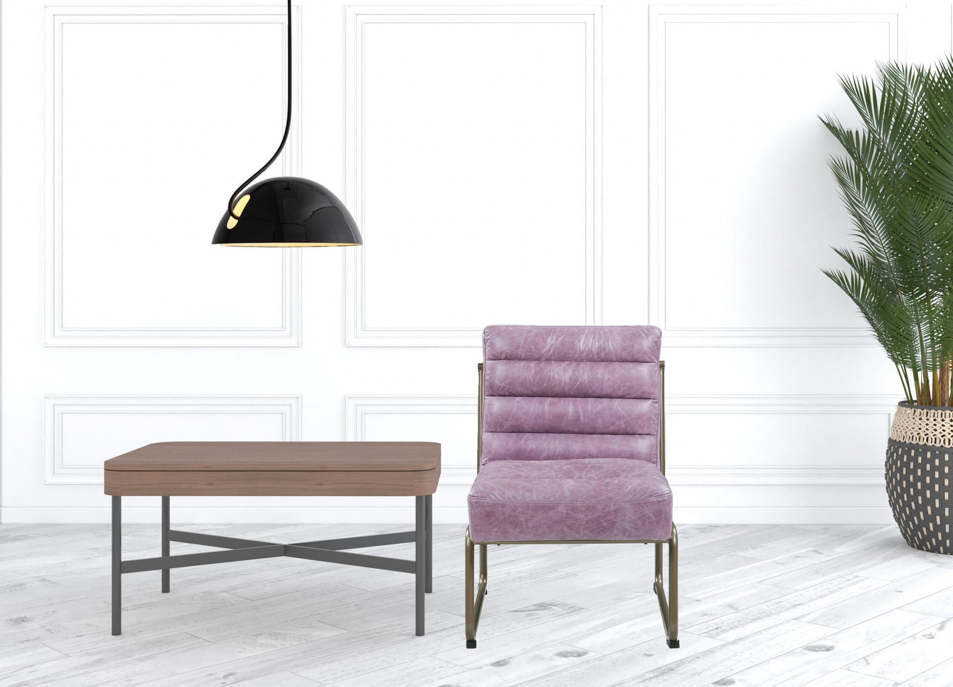 22" Wisteria and Steel Blue Top Grain Leather Ikat Side Chair-Accent Chairs-DECOROLALA