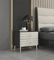 18" Dark Gray And Ivory Light Gray Two Drawer Nightstand-Nightstands & Bedside Tables-DECOROLALA