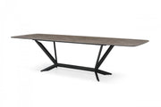 118" Gray And Black Ceramic And Metal Trestle Base Dining Table-Dining Tables-DECOROLALA