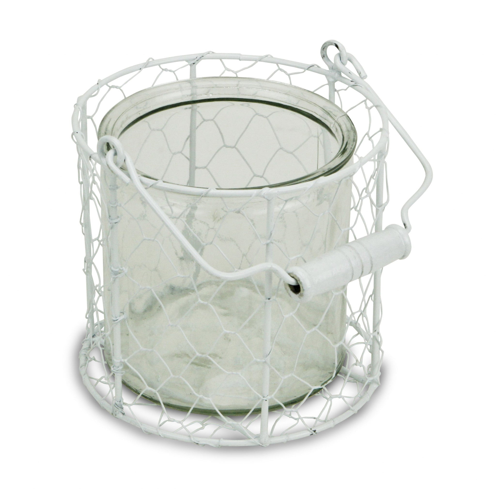 5" White Metal Tabletop Lantern Candle Holder-Candle Holders-DECOROLALA