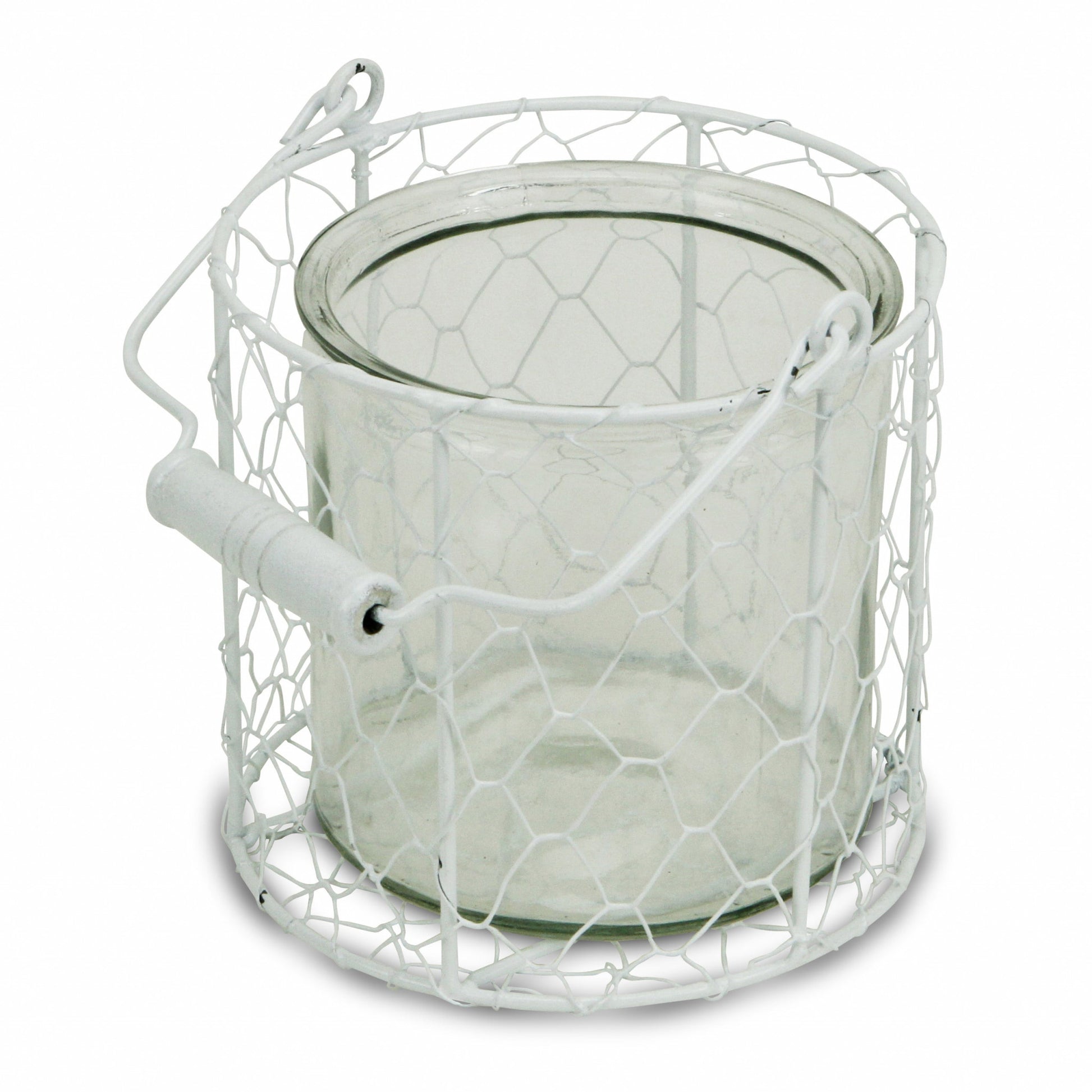 5" White Metal Tabletop Lantern Candle Holder-Candle Holders-DECOROLALA