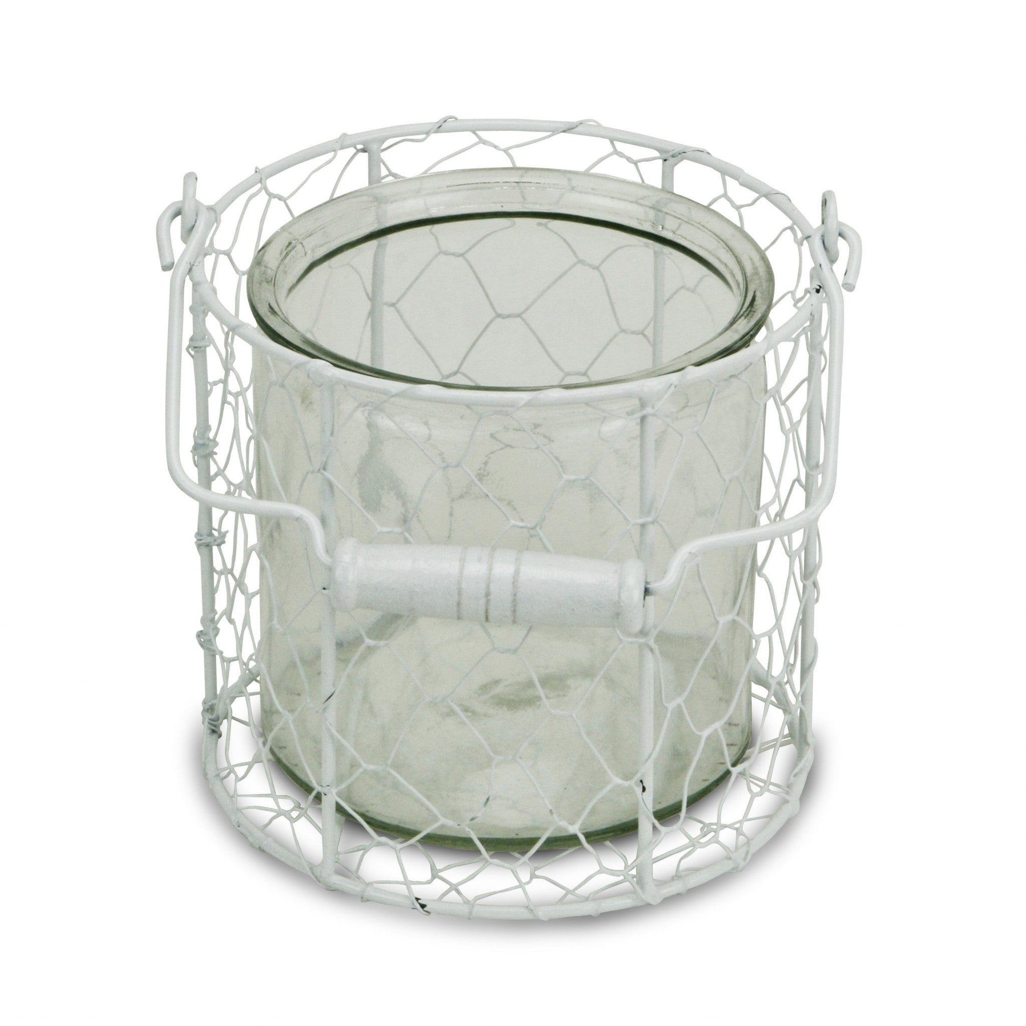 5" White Metal Tabletop Lantern Candle Holder-Candle Holders-DECOROLALA