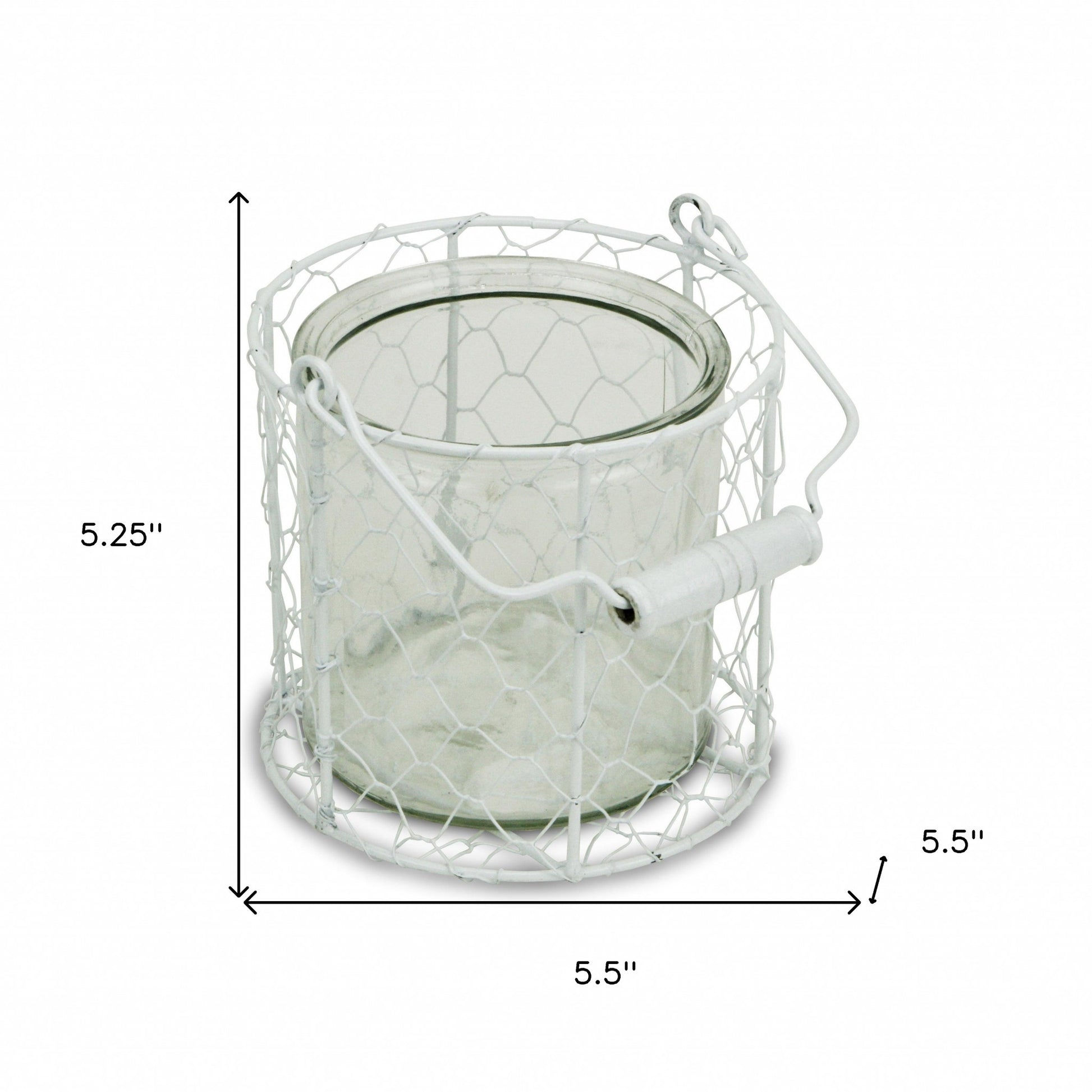 5" White Metal Tabletop Lantern Candle Holder-Candle Holders-DECOROLALA