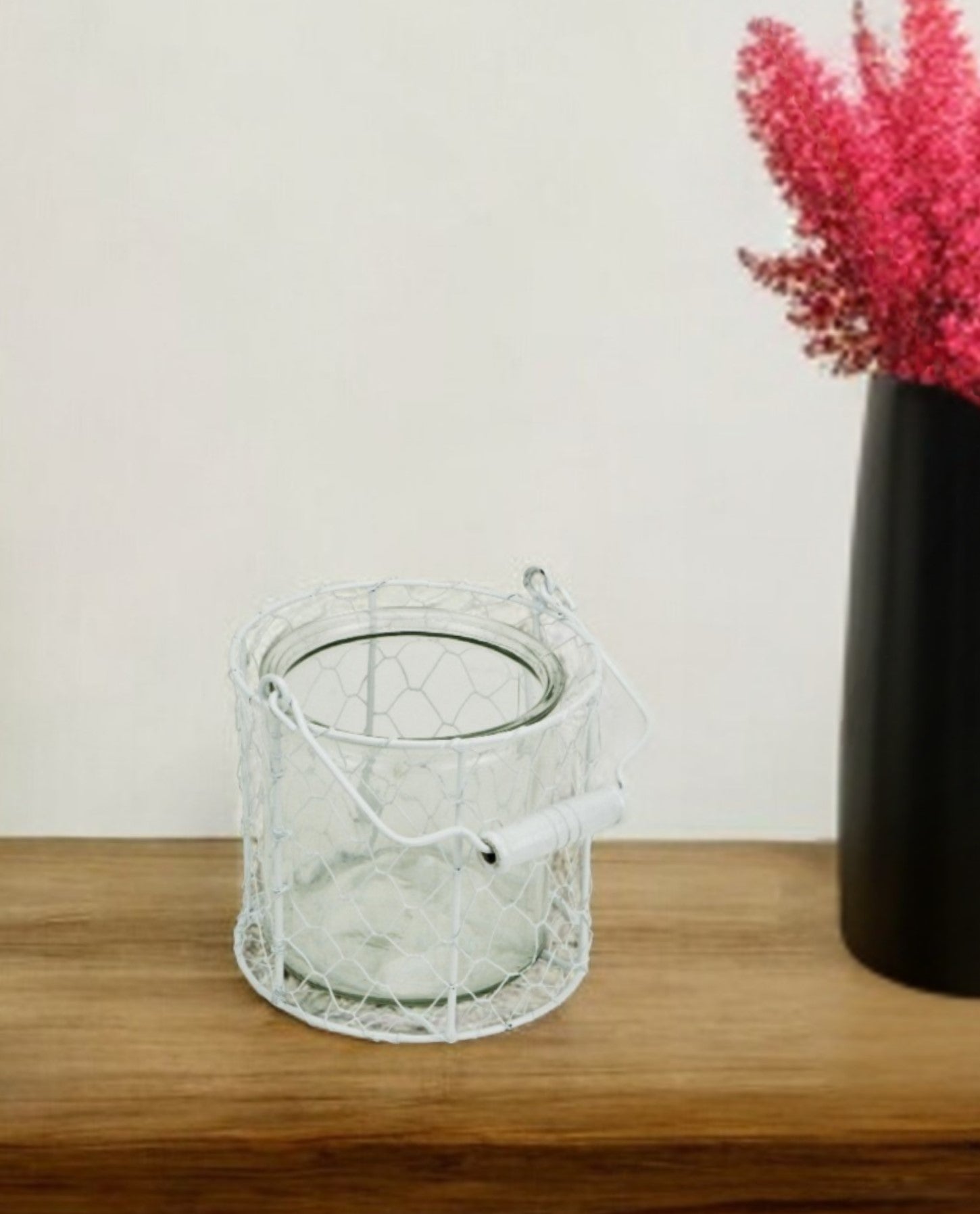 5" White Metal Tabletop Lantern Candle Holder-Candle Holders-DECOROLALA