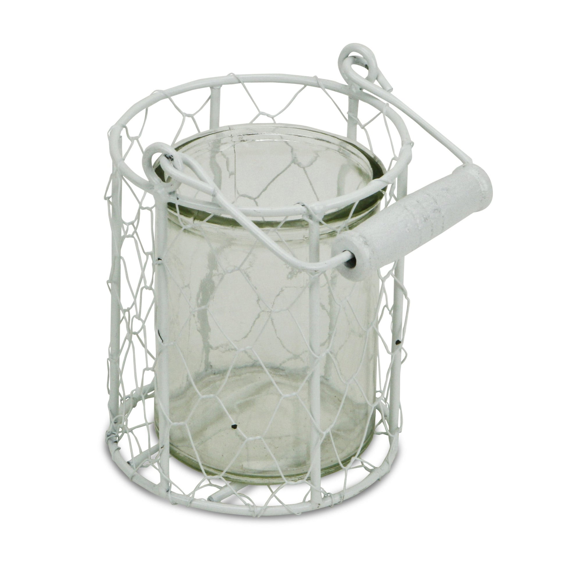 5" White Metal Tabletop Lantern Candle Holder-Candle Holders-DECOROLALA
