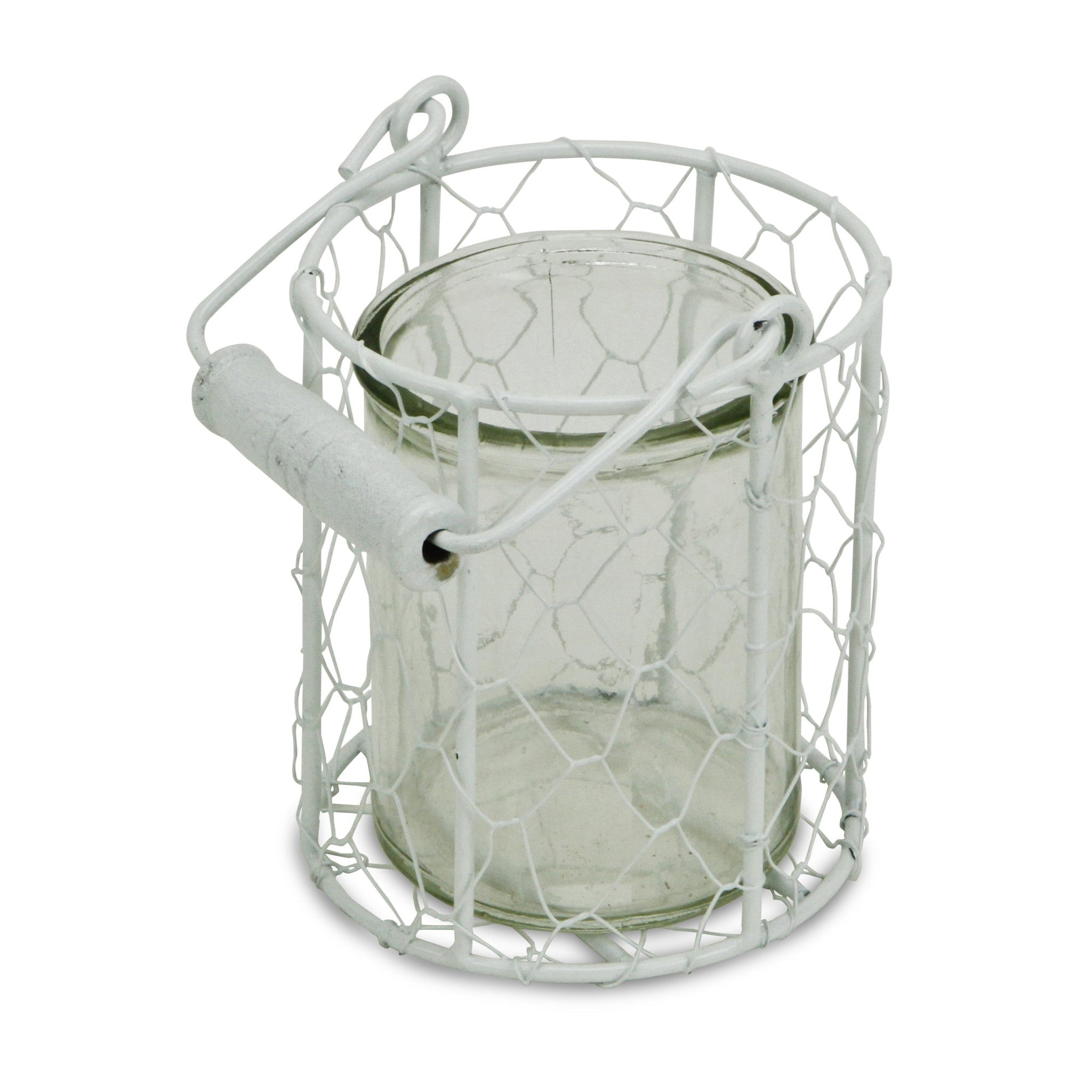 5" White Metal Tabletop Lantern Candle Holder-Candle Holders-DECOROLALA