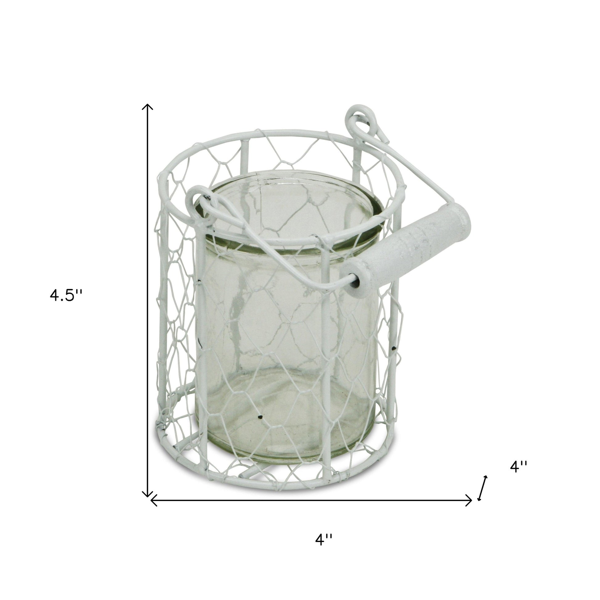 5" White Metal Tabletop Lantern Candle Holder-Candle Holders-DECOROLALA