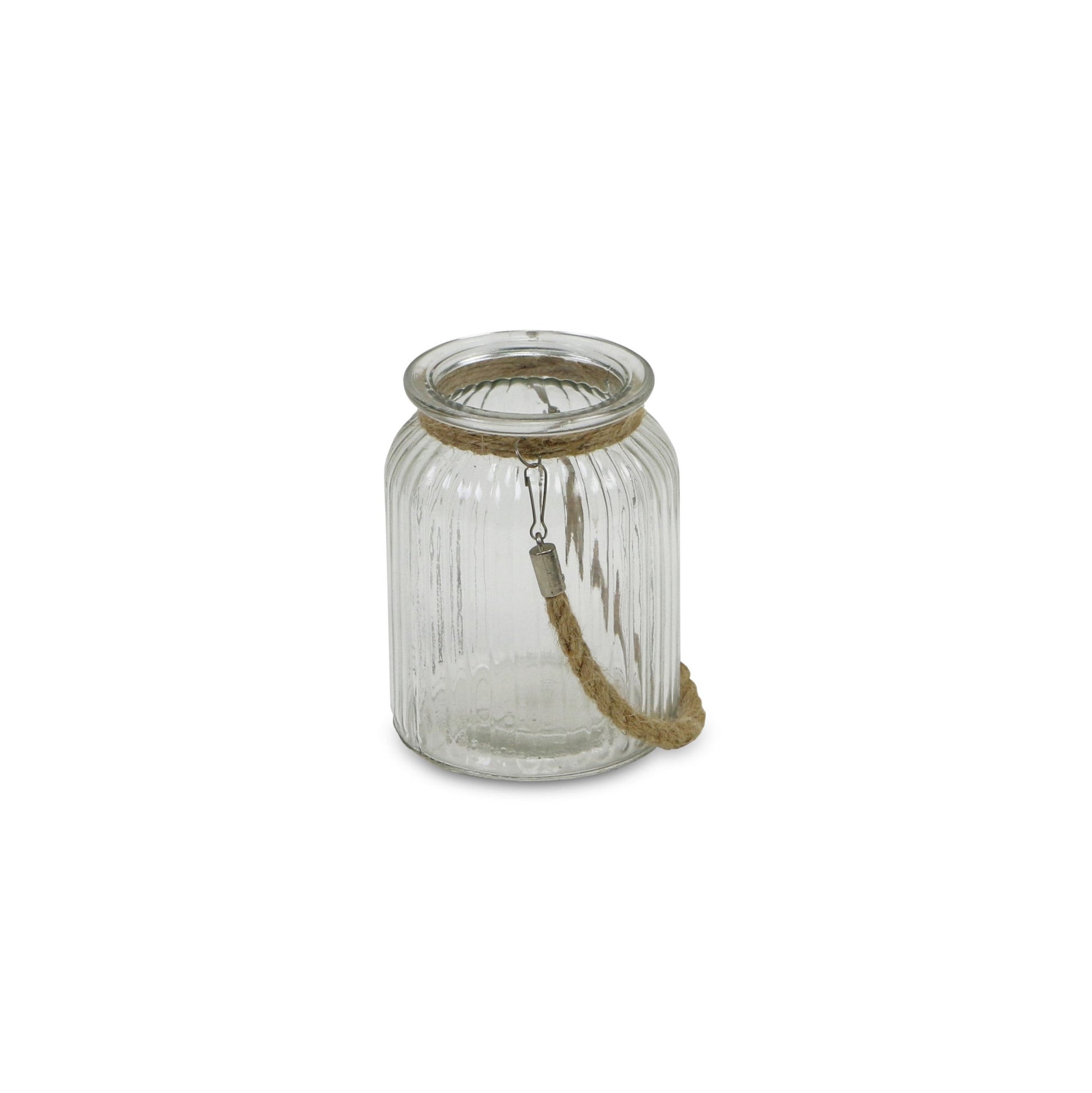 6" Clear and Brown Glass Tabletop Lantern Candle Holder-Candle Holders-DECOROLALA