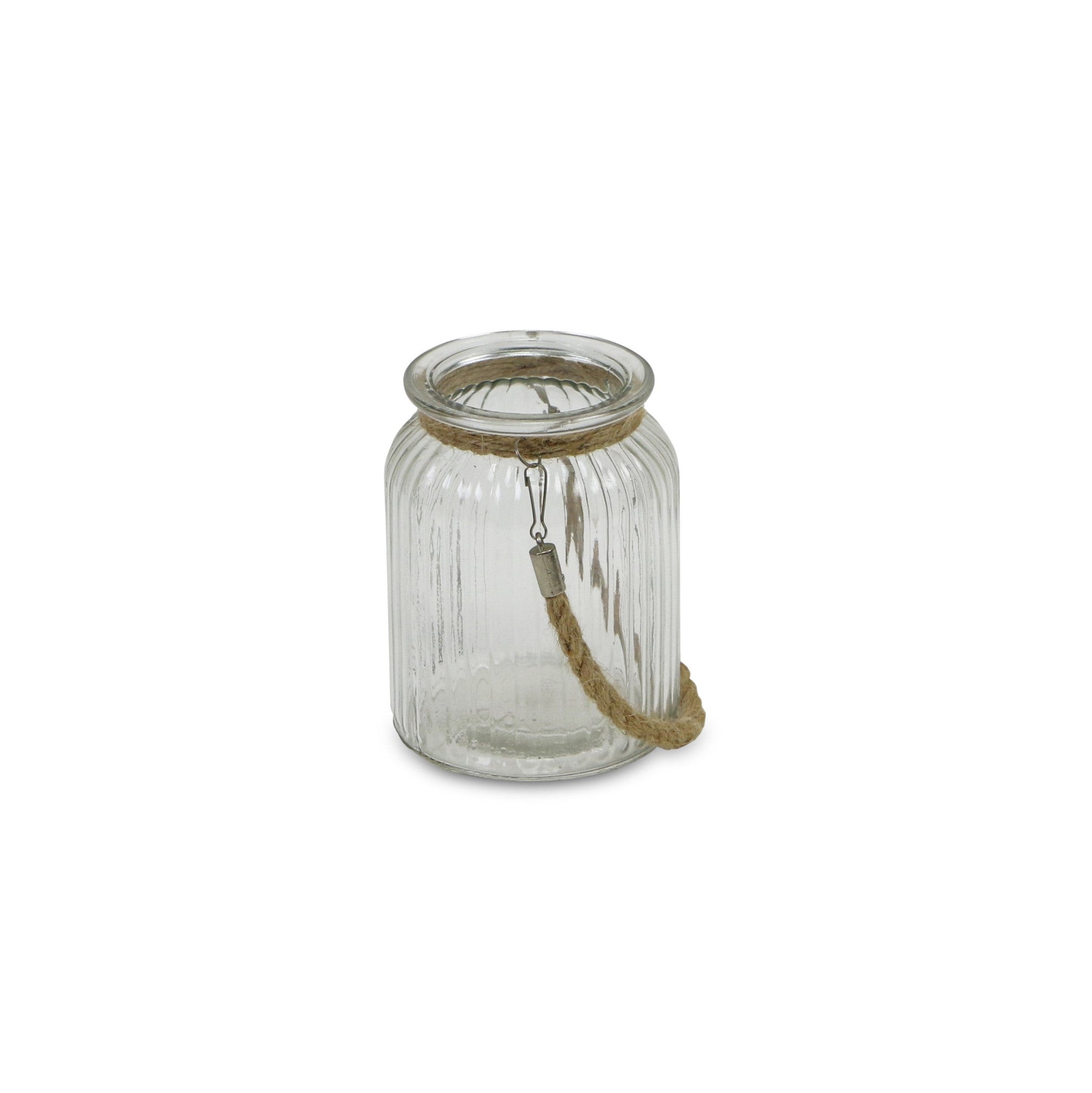 6" Clear and Brown Glass Tabletop Lantern Candle Holder-Candle Holders-DECOROLALA