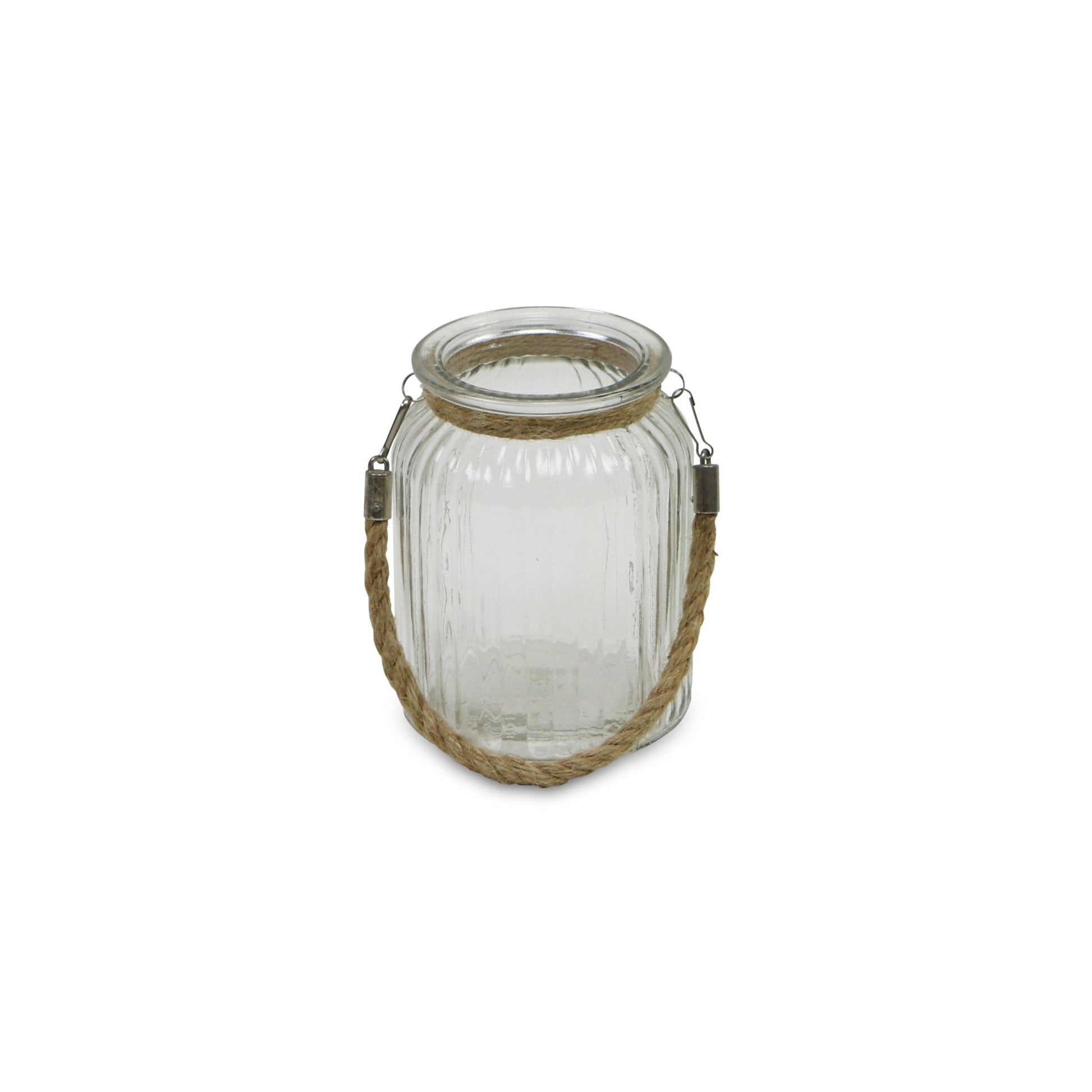 6" Clear and Brown Glass Tabletop Lantern Candle Holder-Candle Holders-DECOROLALA