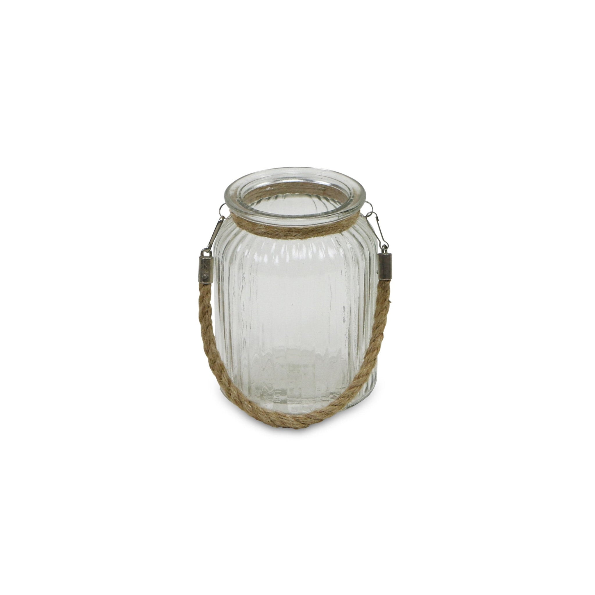 6" Clear and Brown Glass Tabletop Lantern Candle Holder-Candle Holders-DECOROLALA