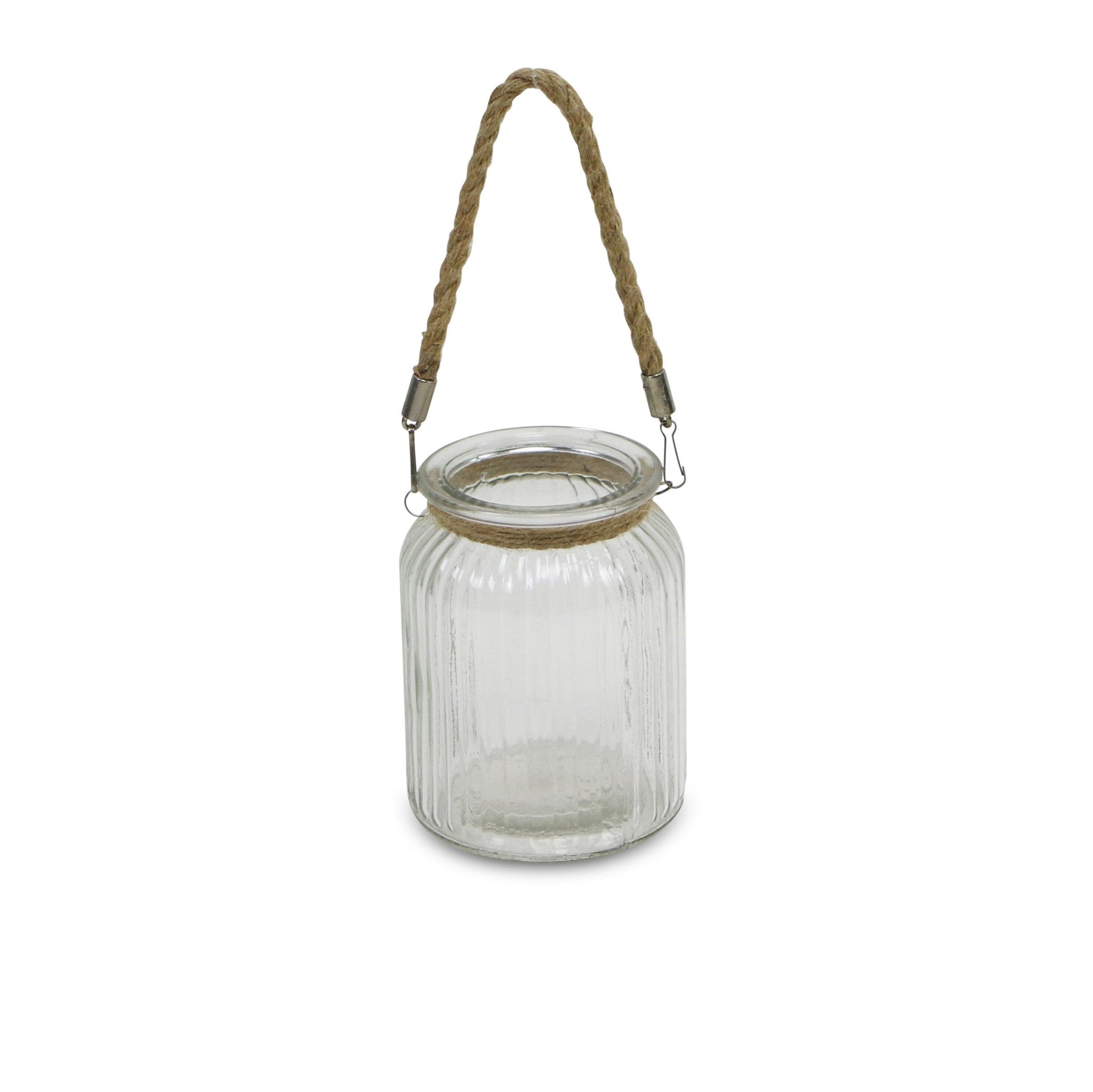 6" Clear and Brown Glass Tabletop Lantern Candle Holder-Candle Holders-DECOROLALA