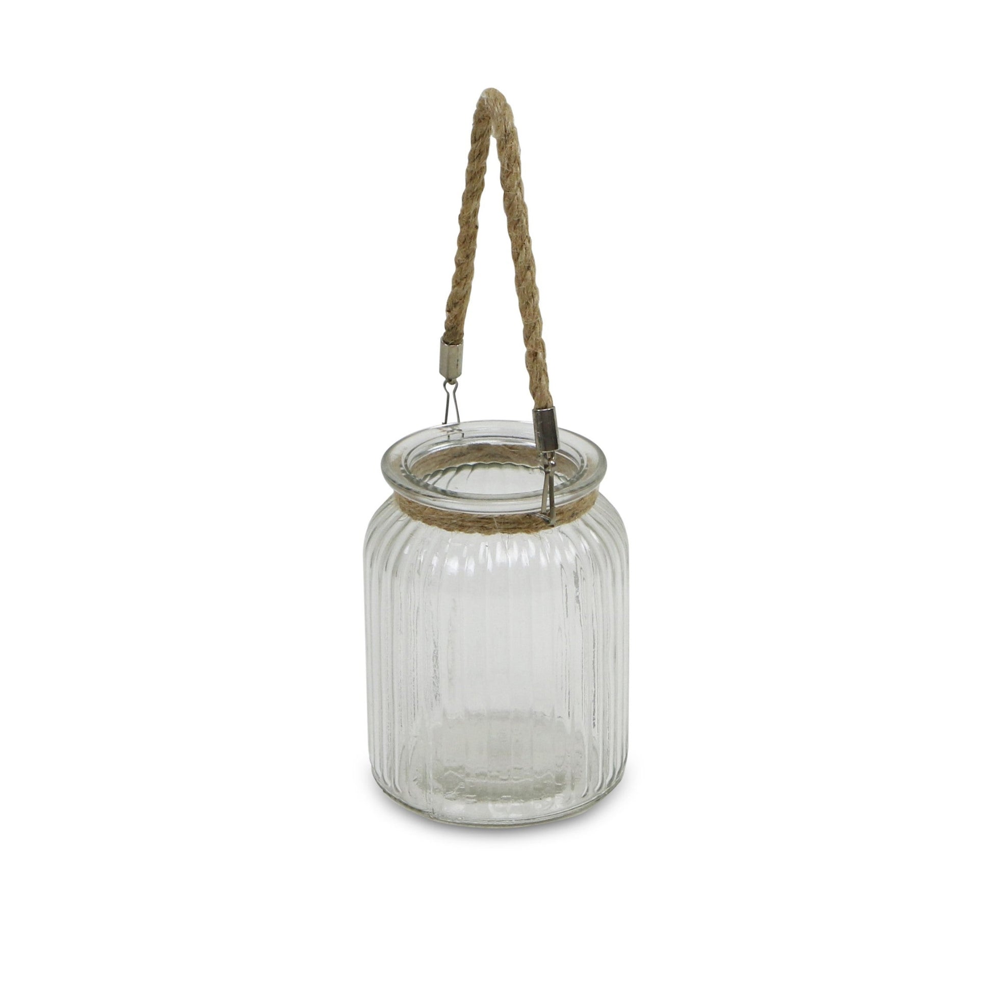 6" Clear and Brown Glass Tabletop Lantern Candle Holder-Candle Holders-DECOROLALA