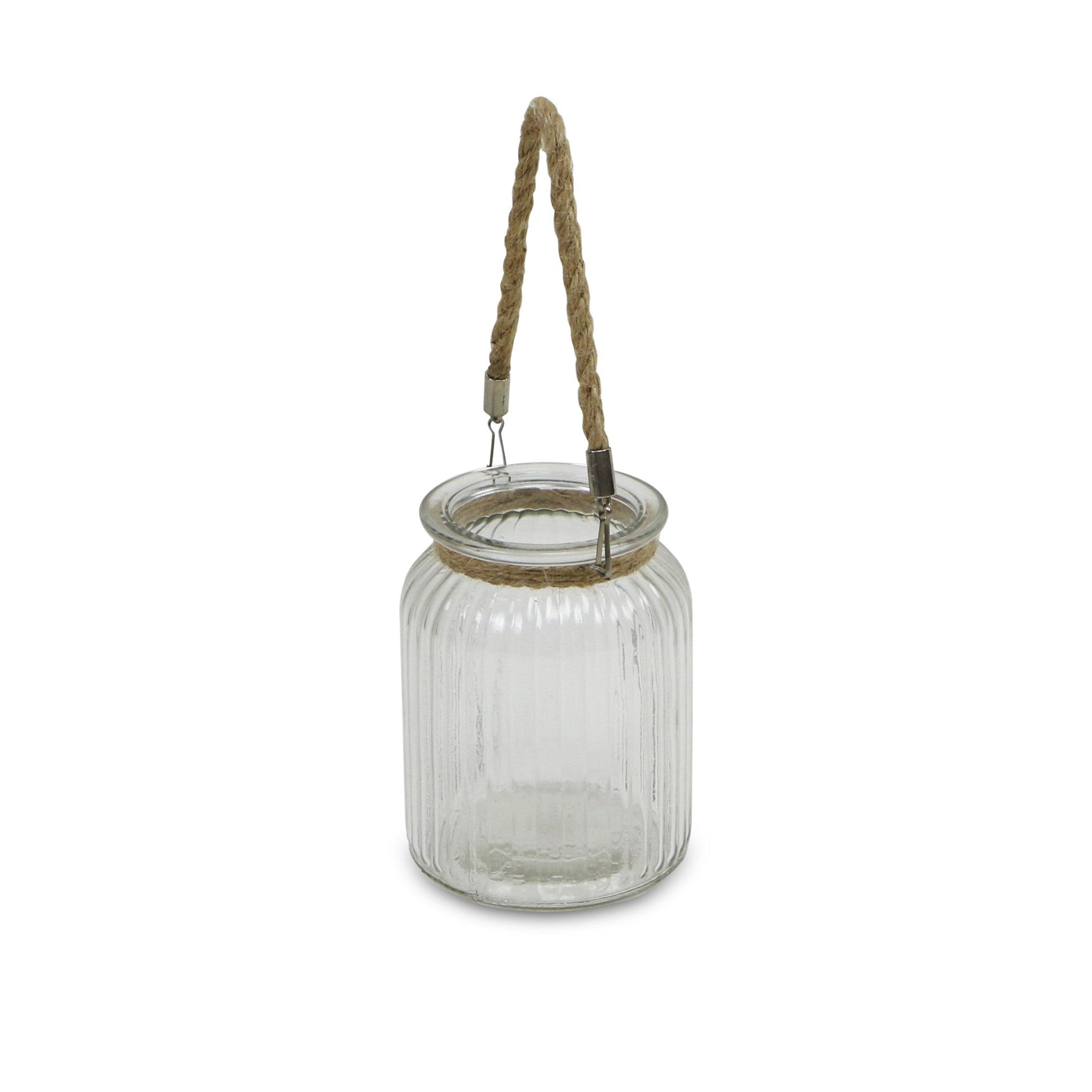 6" Clear and Brown Glass Tabletop Lantern Candle Holder-Candle Holders-DECOROLALA