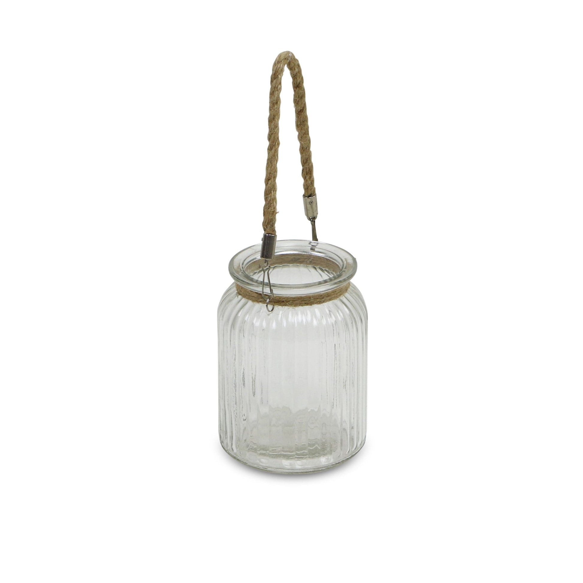 6" Clear and Brown Glass Tabletop Lantern Candle Holder-Candle Holders-DECOROLALA