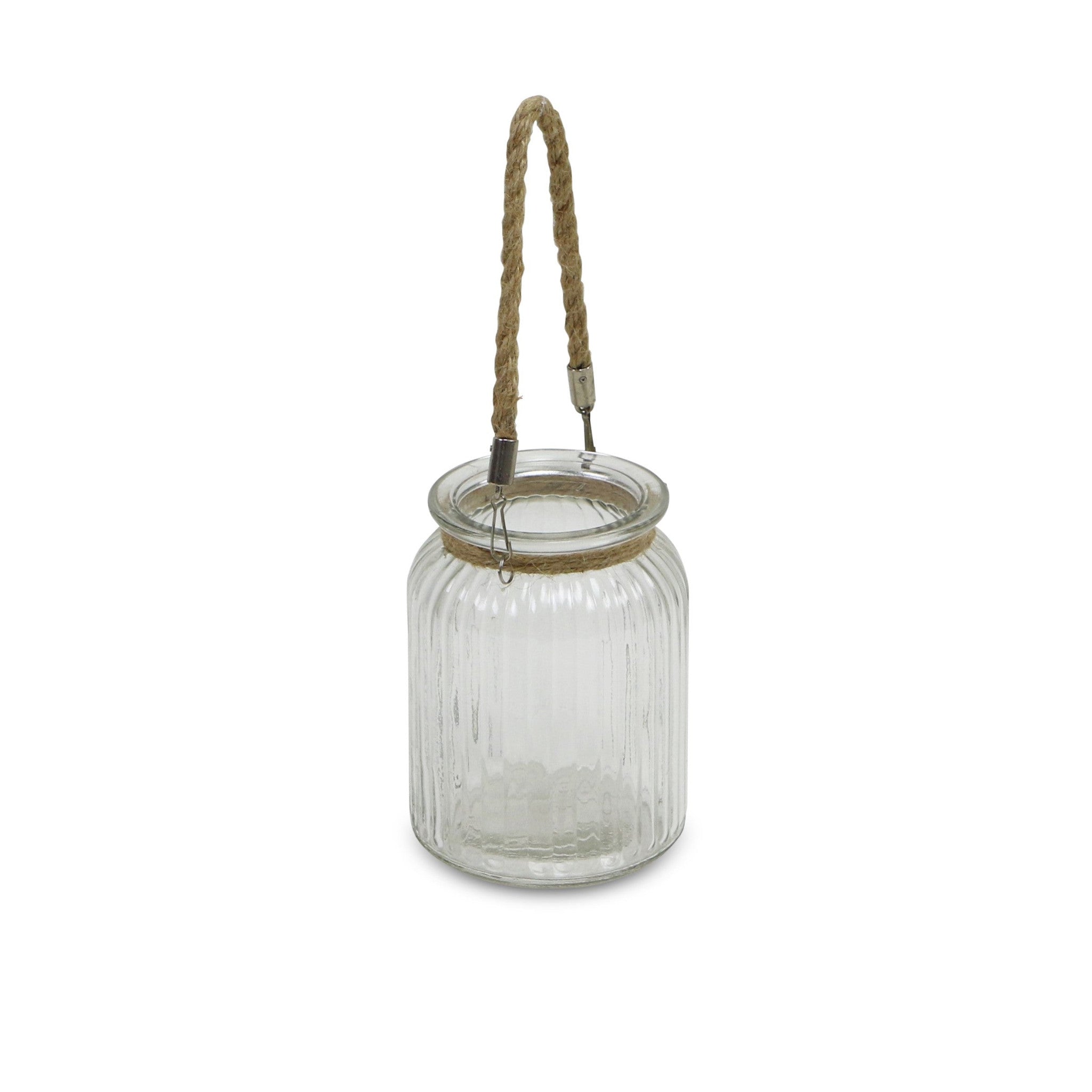 6" Clear and Brown Glass Tabletop Lantern Candle Holder-Candle Holders-DECOROLALA
