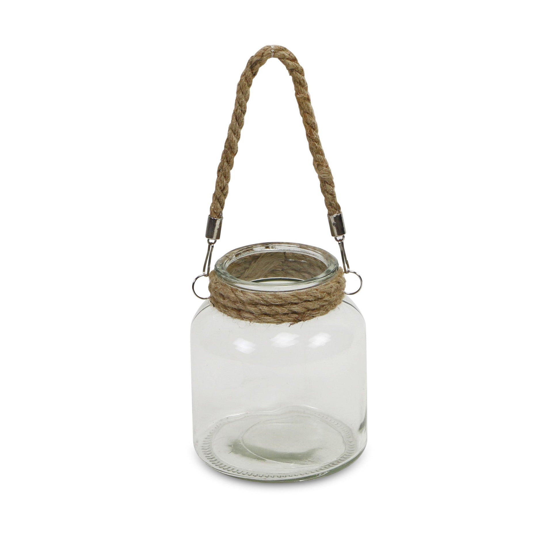 6" Clear and Brown Glass Tabletop Lantern Candle Holder-Candle Holders-DECOROLALA