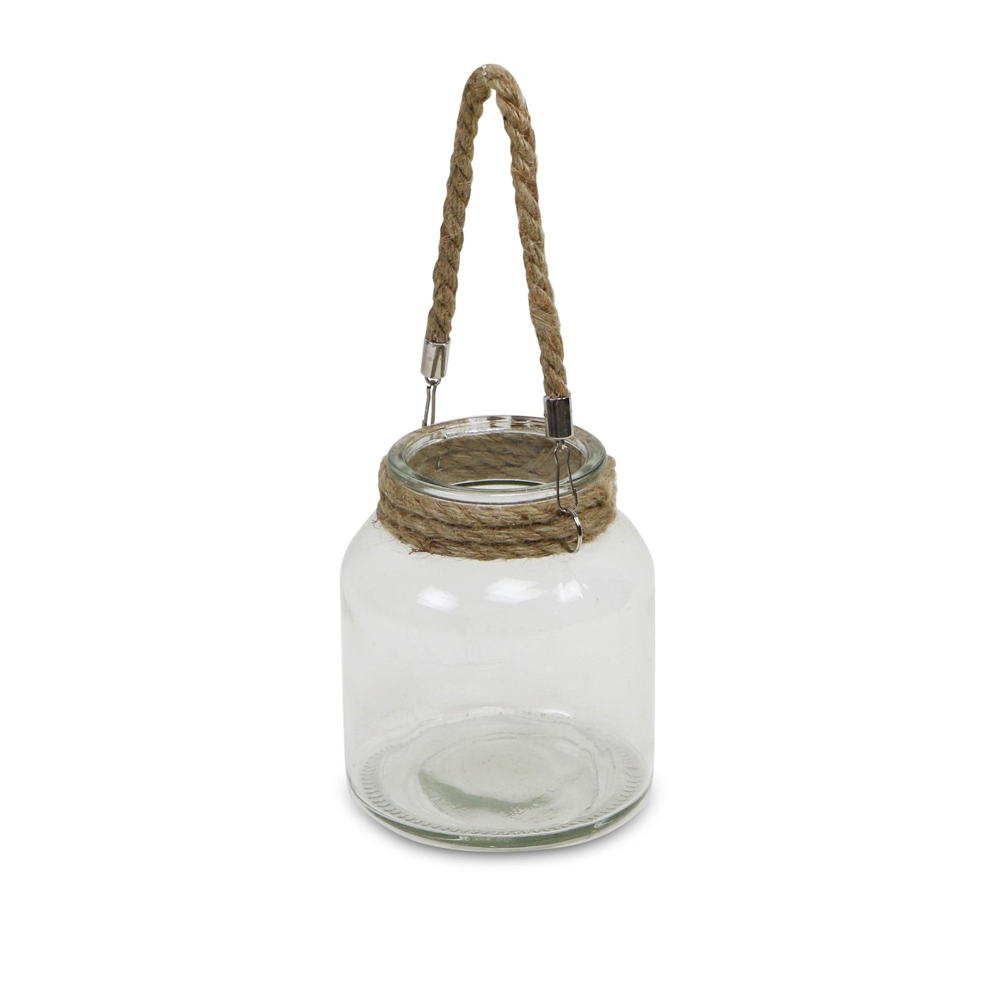 6" Clear and Brown Glass Tabletop Lantern Candle Holder-Candle Holders-DECOROLALA