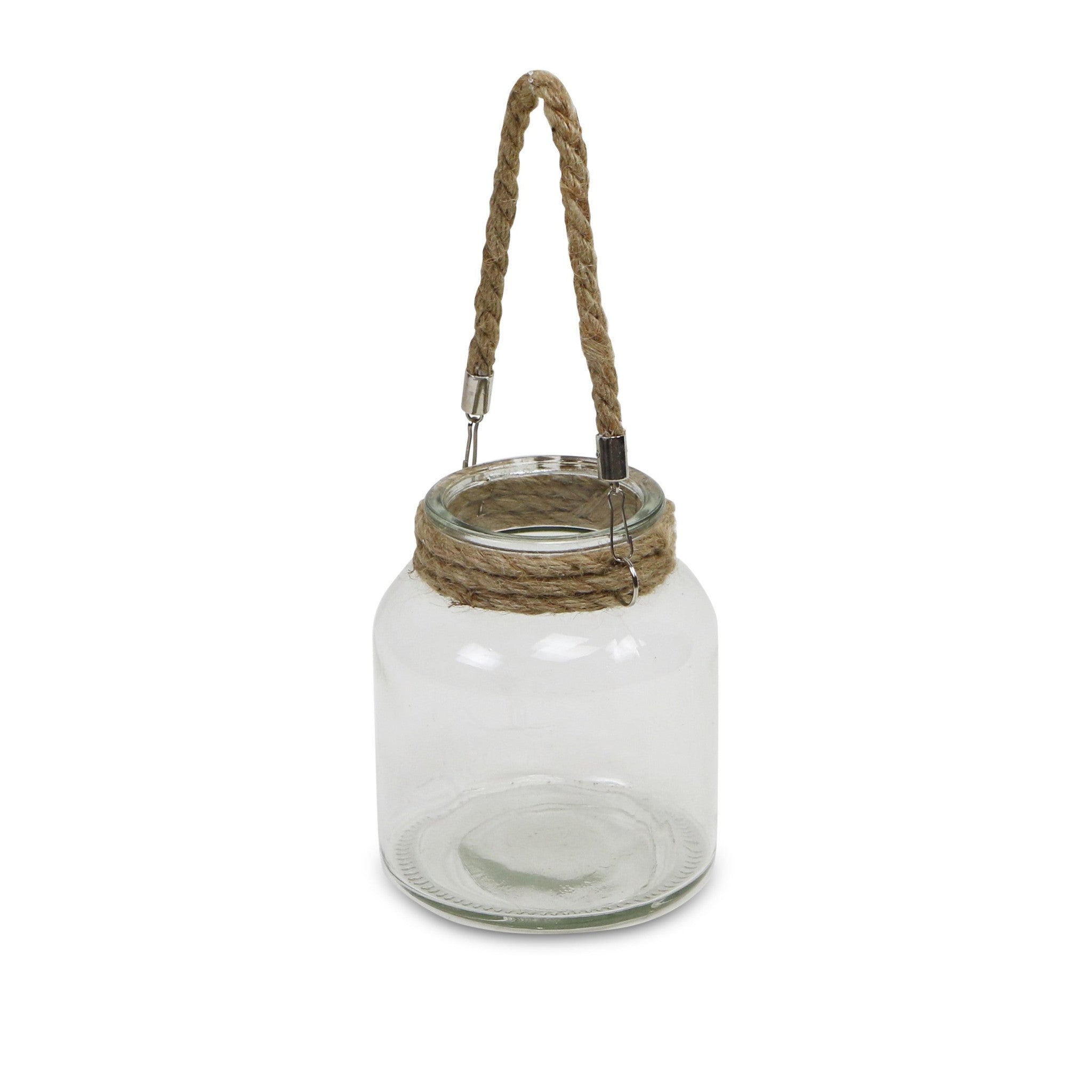6" Clear and Brown Glass Tabletop Lantern Candle Holder-Candle Holders-DECOROLALA