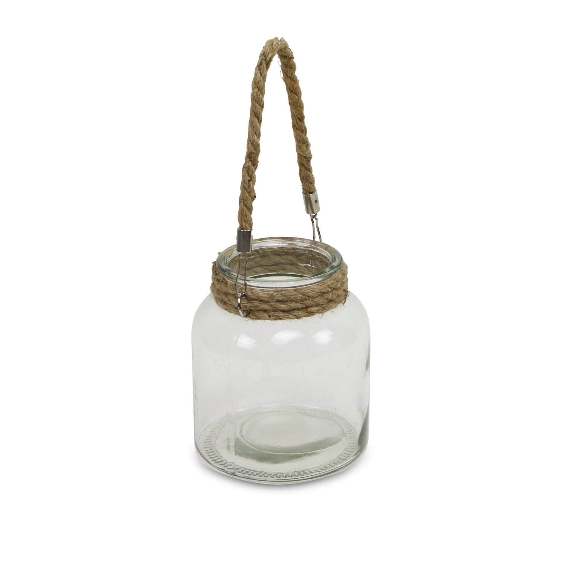 6" Clear and Brown Glass Tabletop Lantern Candle Holder-Candle Holders-DECOROLALA