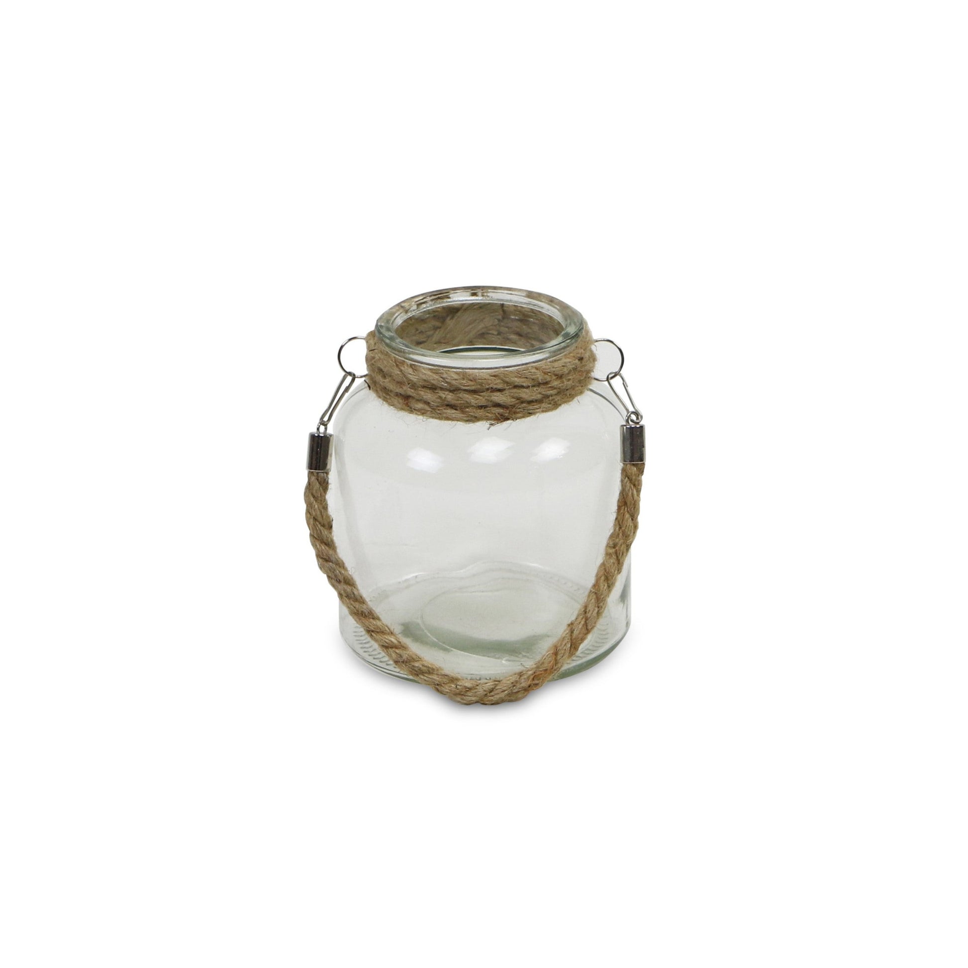 6" Clear and Brown Glass Tabletop Lantern Candle Holder-Candle Holders-DECOROLALA