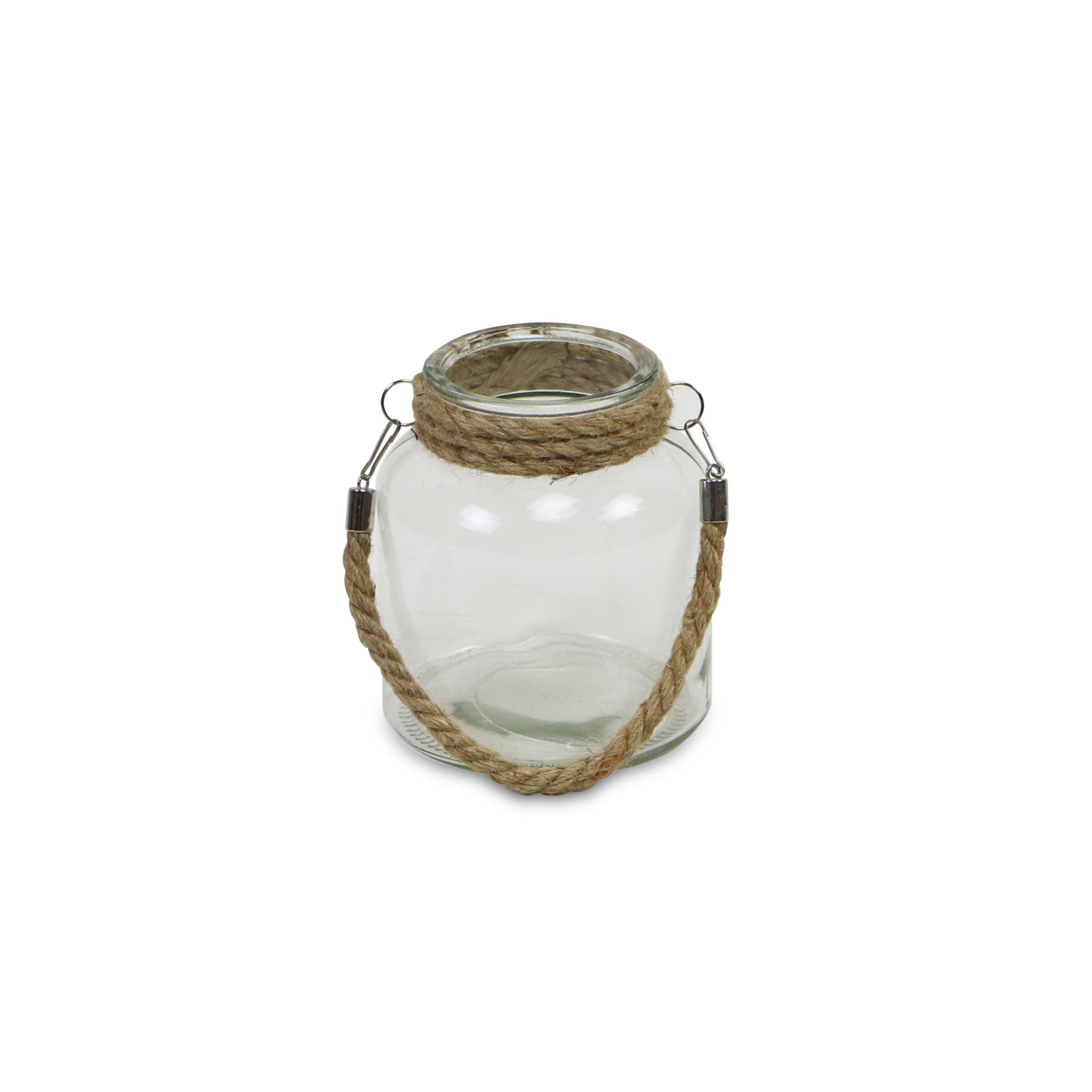 6" Clear and Brown Glass Tabletop Lantern Candle Holder-Candle Holders-DECOROLALA