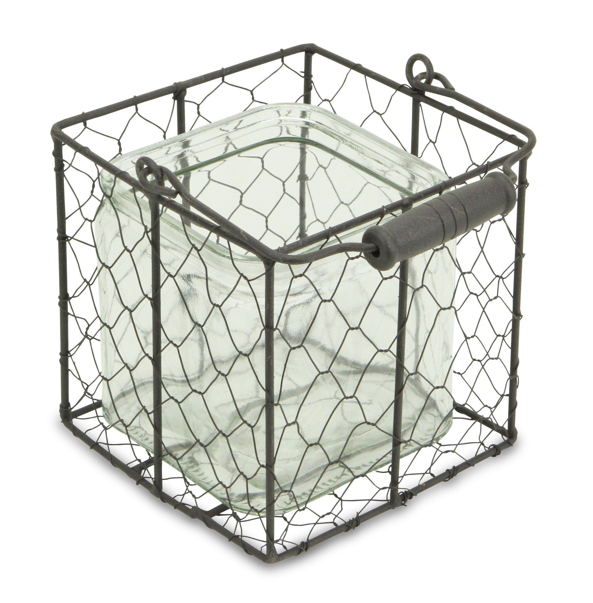 6" Clear and Brown Glass and Metal Lattice Tabletop Lantern Candle Holder-Candle Holders-DECOROLALA