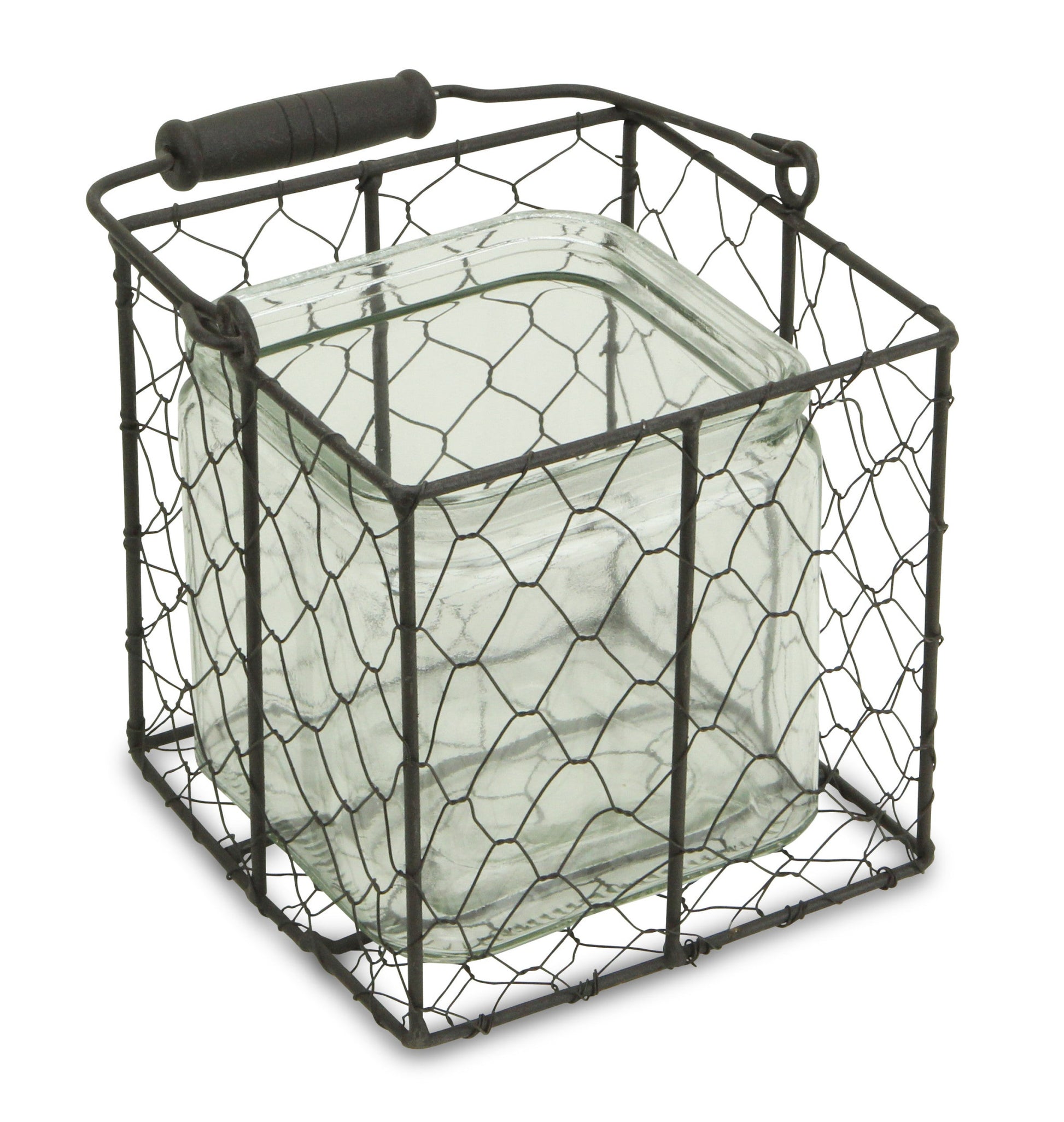 6" Clear and Brown Glass and Metal Lattice Tabletop Lantern Candle Holder-Candle Holders-DECOROLALA