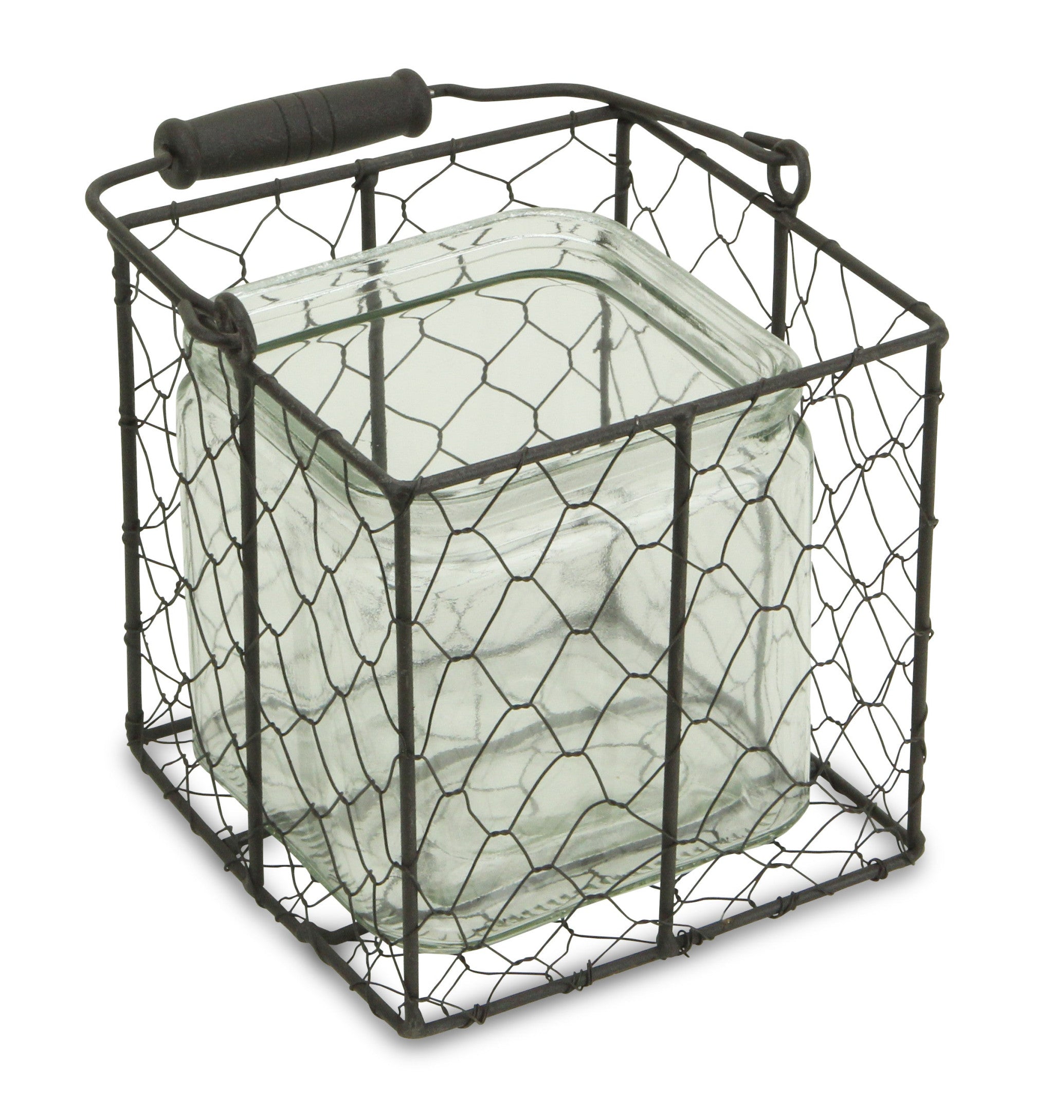 6" Clear and Brown Glass and Metal Lattice Tabletop Lantern Candle Holder-Candle Holders-DECOROLALA