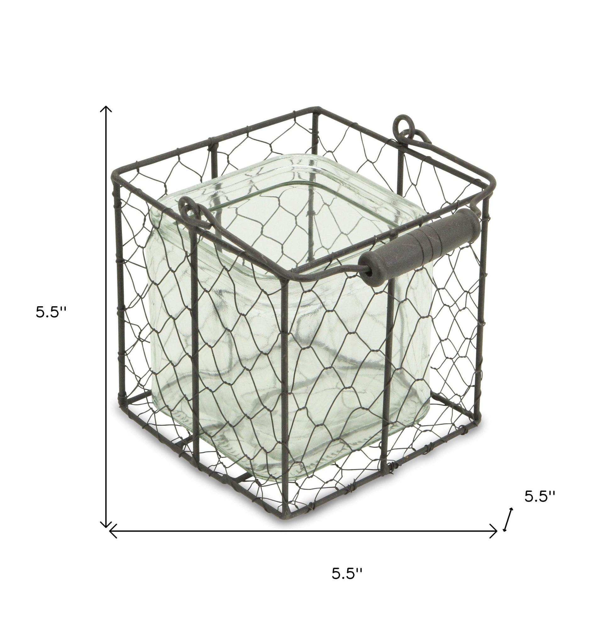 6" Clear and Brown Glass and Metal Lattice Tabletop Lantern Candle Holder-Candle Holders-DECOROLALA