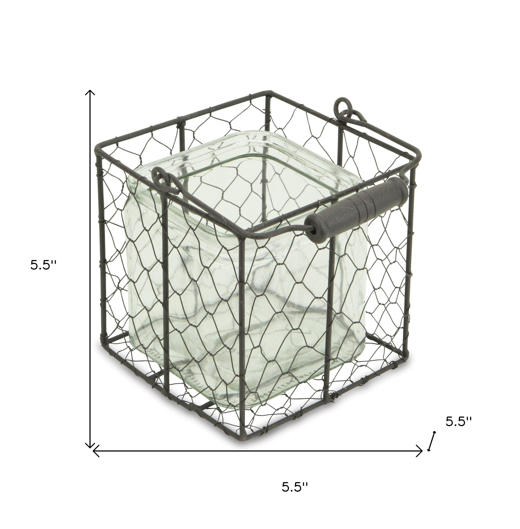 6" Clear and Brown Glass and Metal Lattice Tabletop Lantern Candle Holder-Candle Holders-DECOROLALA