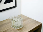 4" White Glass and Metal Lattice Tabletop Lantern Candle Holder-Candle Holders-DECOROLALA