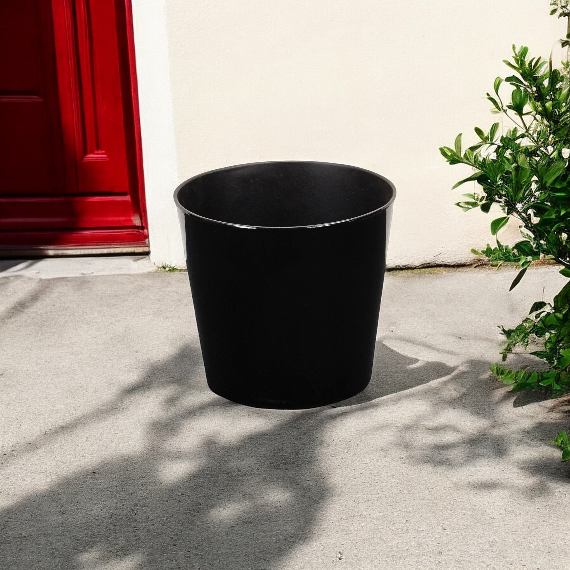 9" Black Recycled Plastic Indoor Outdoor Round Pot Planter-0
