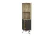 18" Brown and Black and Brown Corner Bar Cabinet With Eleven Shelves-0