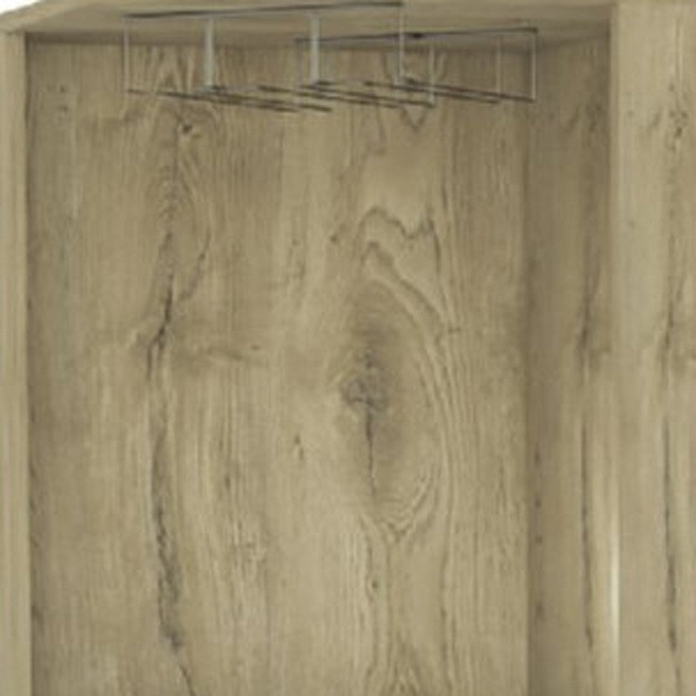 18" Brown and Black and Brown Corner Bar Cabinet With Eleven Shelves-3