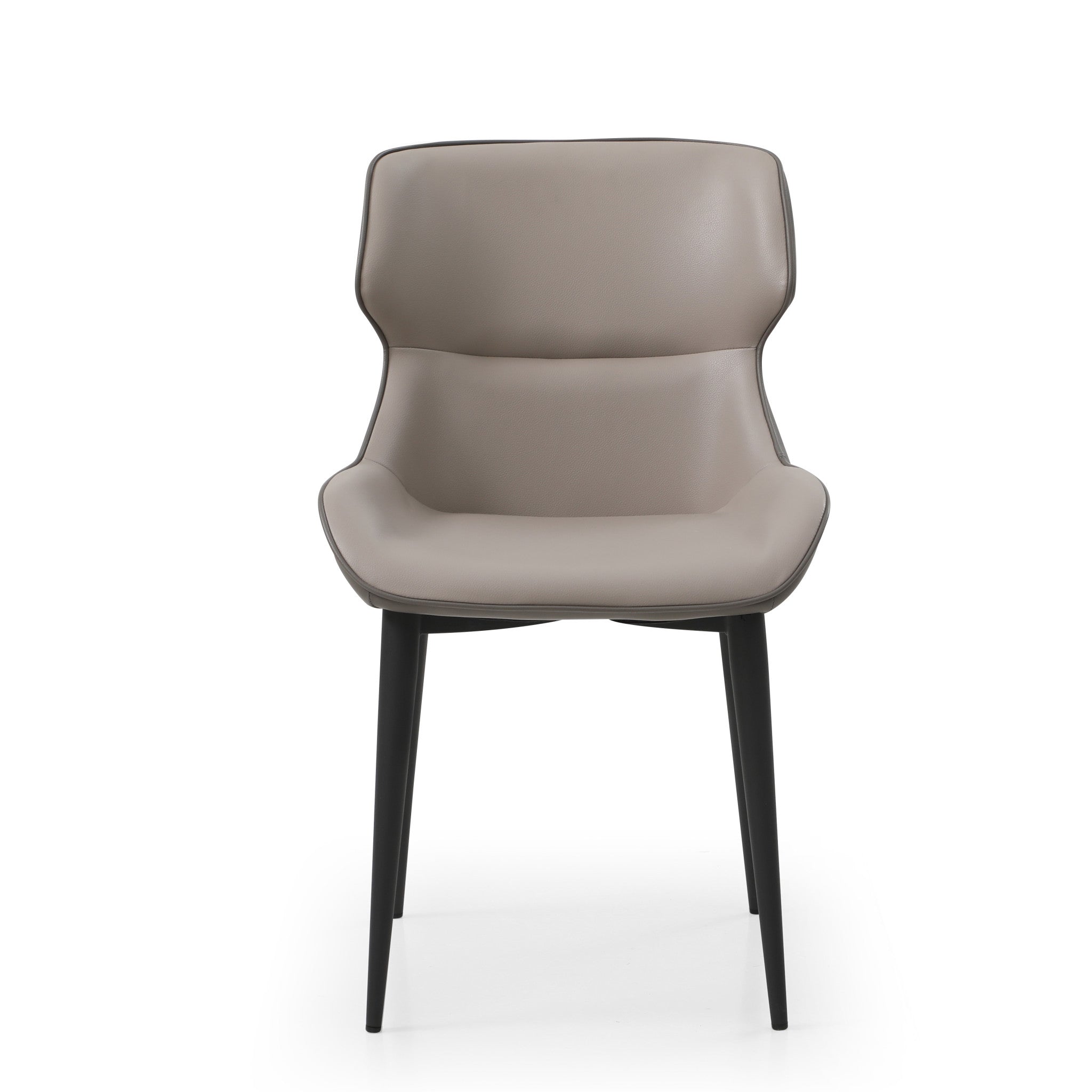 Gray and Black Upholstered Faux Leather Dining Side Chair-Dining Chairs-DECOROLALA