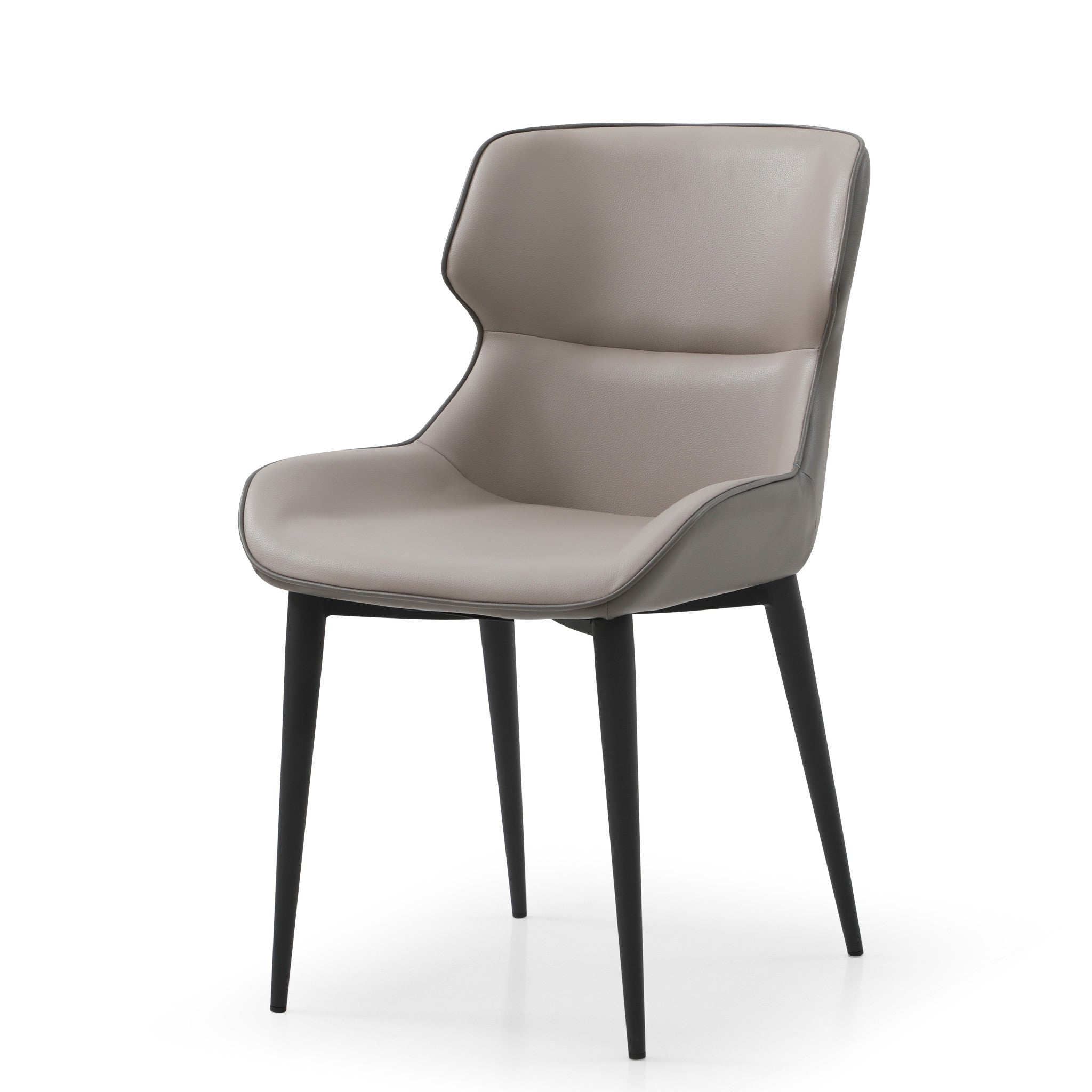 Gray and Black Upholstered Faux Leather Dining Side Chair-Dining Chairs-DECOROLALA