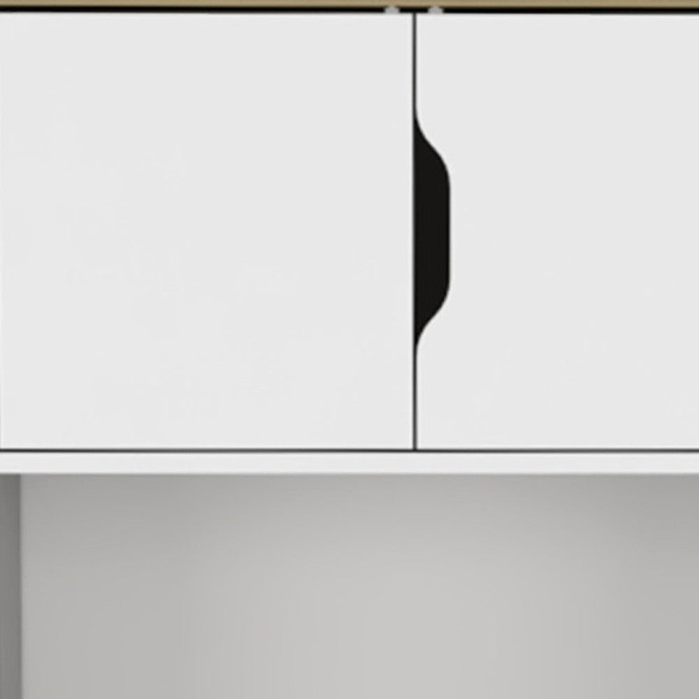 67" Light Oak and White Pantry Cabinet with Two Shelves-3