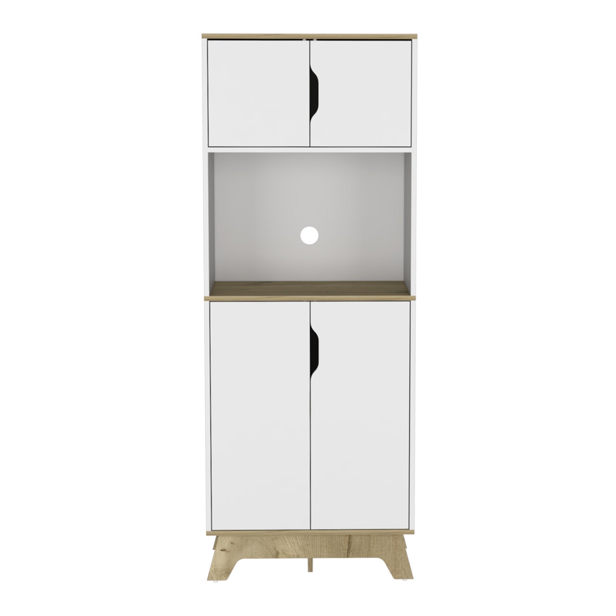 67" Light Oak and White Pantry Cabinet with Two Shelves-1