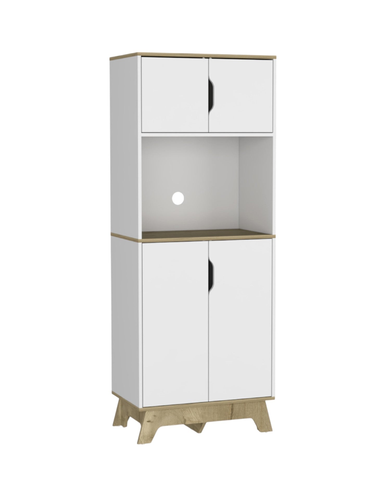 67" Light Oak and White Pantry Cabinet with Two Shelves-2