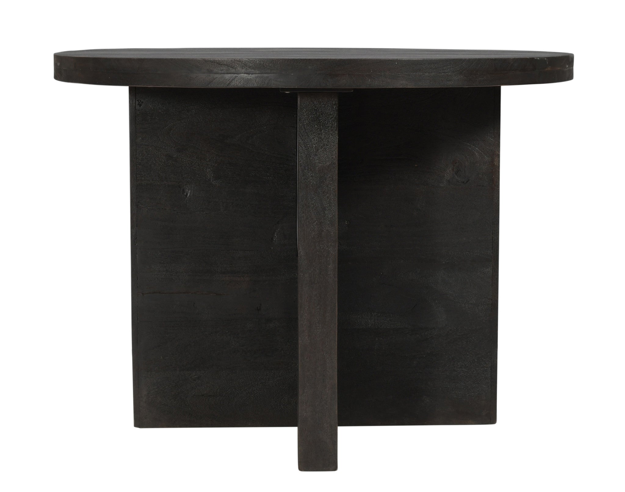 48" Deep Taupe Rounded Solid Wood Pedestal Base Dining Table-Dining Tables-DECOROLALA
